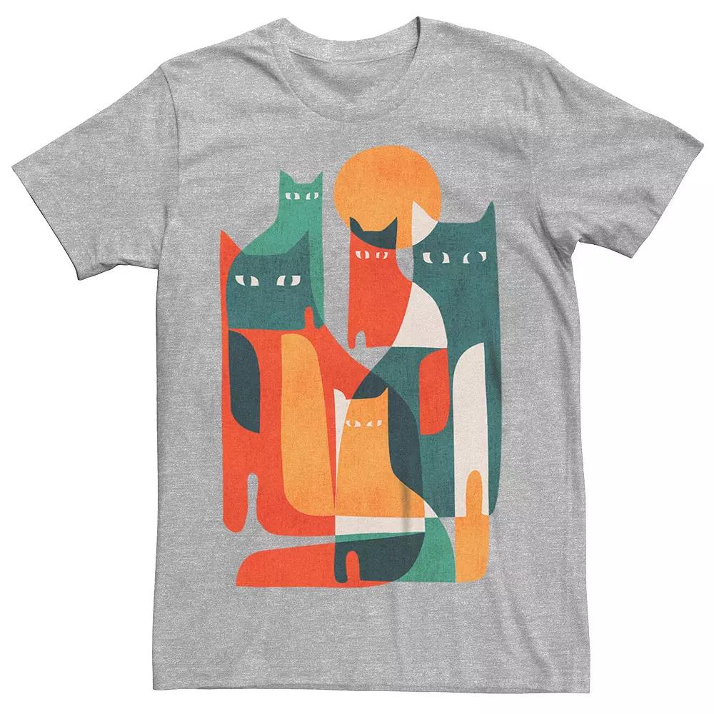 Men's Abstract Cats Graphic Tee, Size: Medium, Athletic Grey Product Image