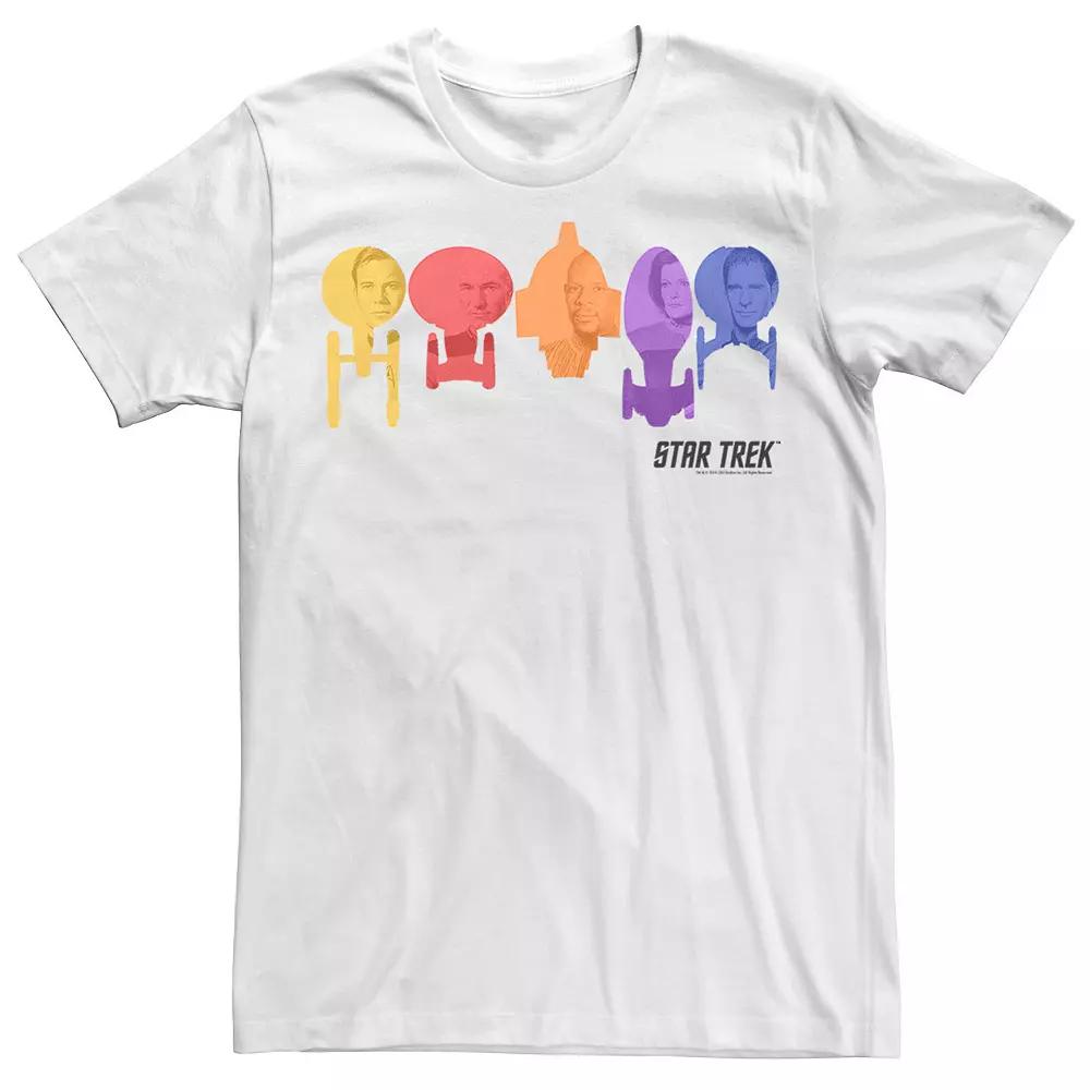 Men's Star Trek Captain Ships Rainbow Fleet Tee,  Product Image