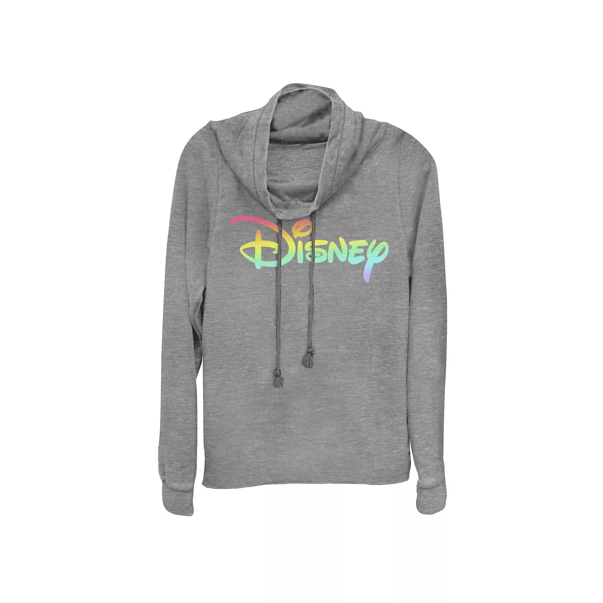 Disney's Rainbow Logo Juniors' Cowlneck Graphic Lightweight Long Sleeve, Girl's,  Product Image