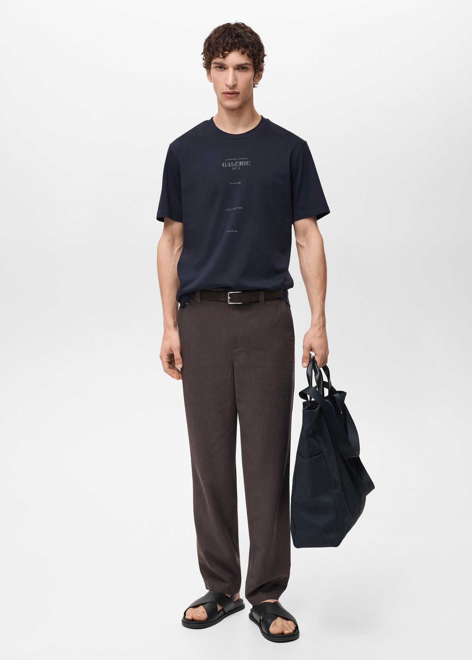 Short-sleeved printed t-shirt - Men | MANGO USA Product Image