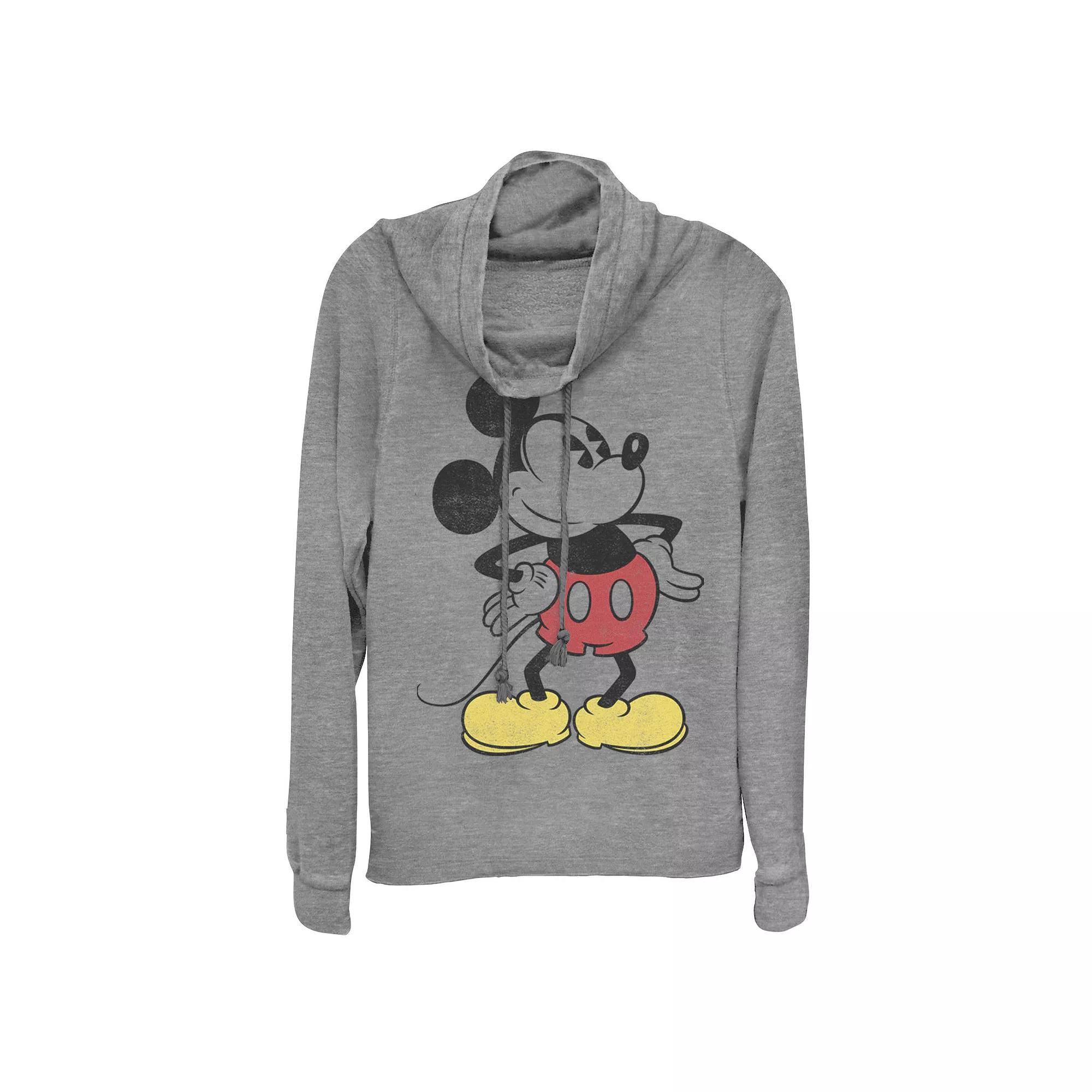 Disney's Mickey Mouse Juniors' Pose Cowlneck Graphic Lightweight Long Sleeve, Girl's,  Product Image