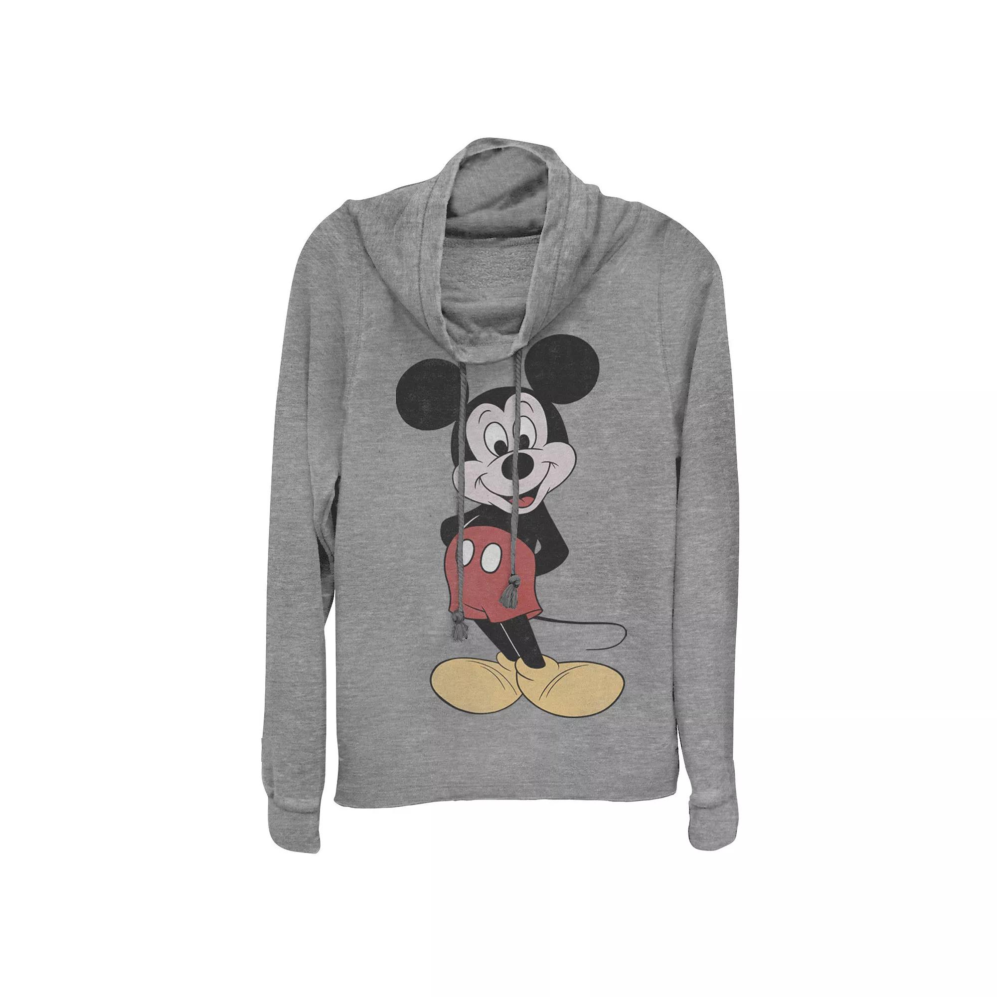 Disney's Mickey Mouse Juniors' Vintage Mickey Cowlneck Graphic Lightweight Long Sleeve, Girl's,  Product Image