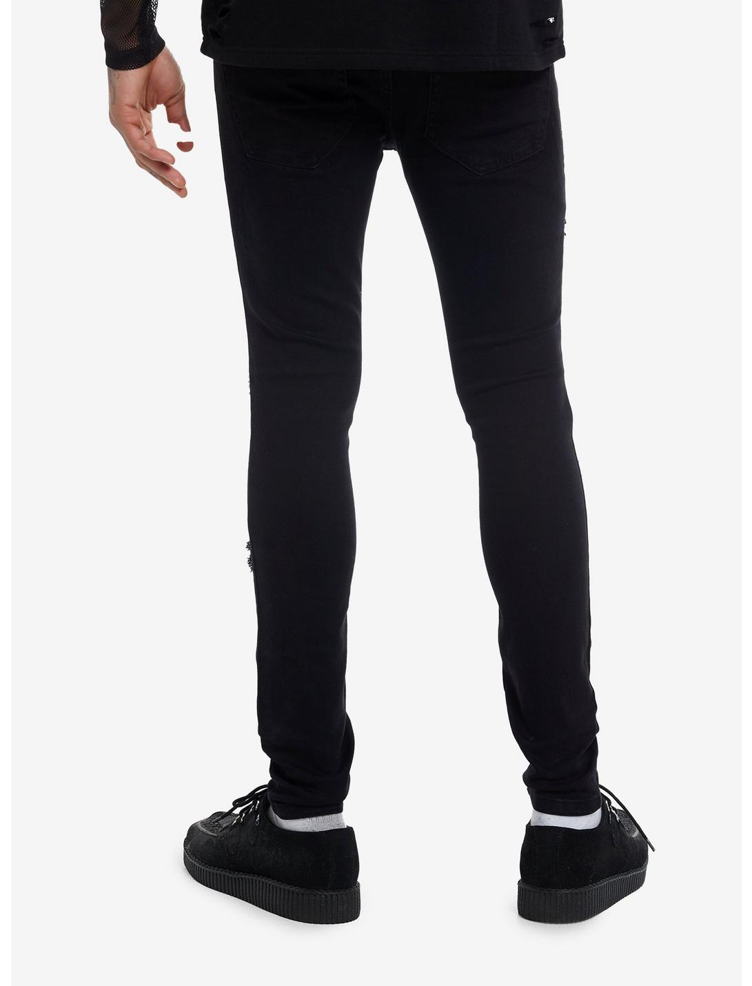 Black Destructed Chain Stinger Jeans Product Image