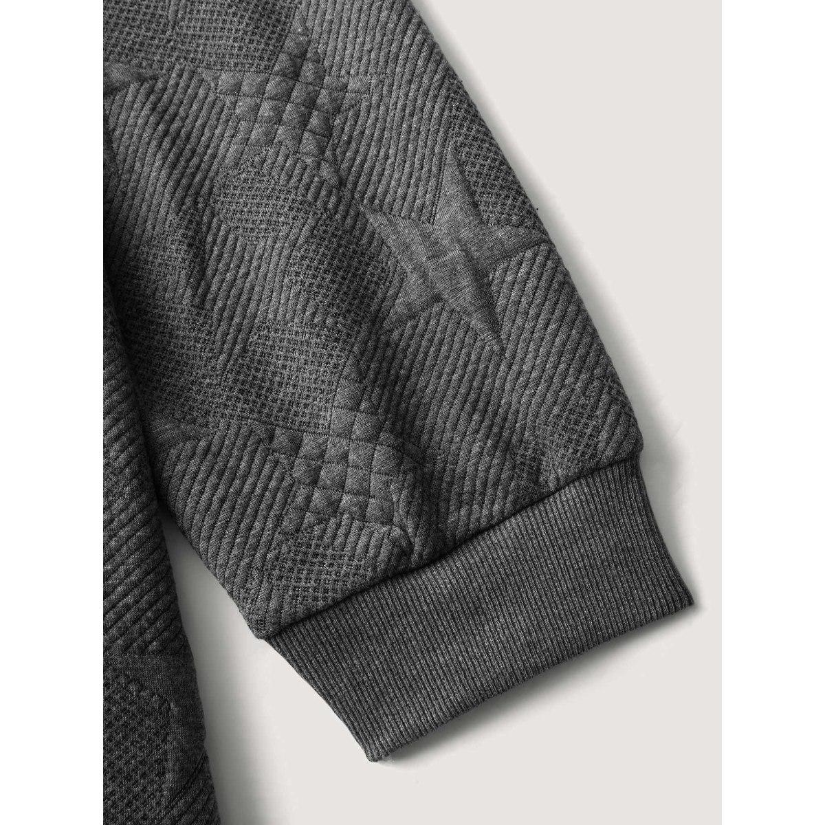 Plus Size Jacquard Star Print Knit Sweatshirt Women DimGray Leisure Round Neck Casual Sweatshirts BloomChic 14-16/1X Product Image