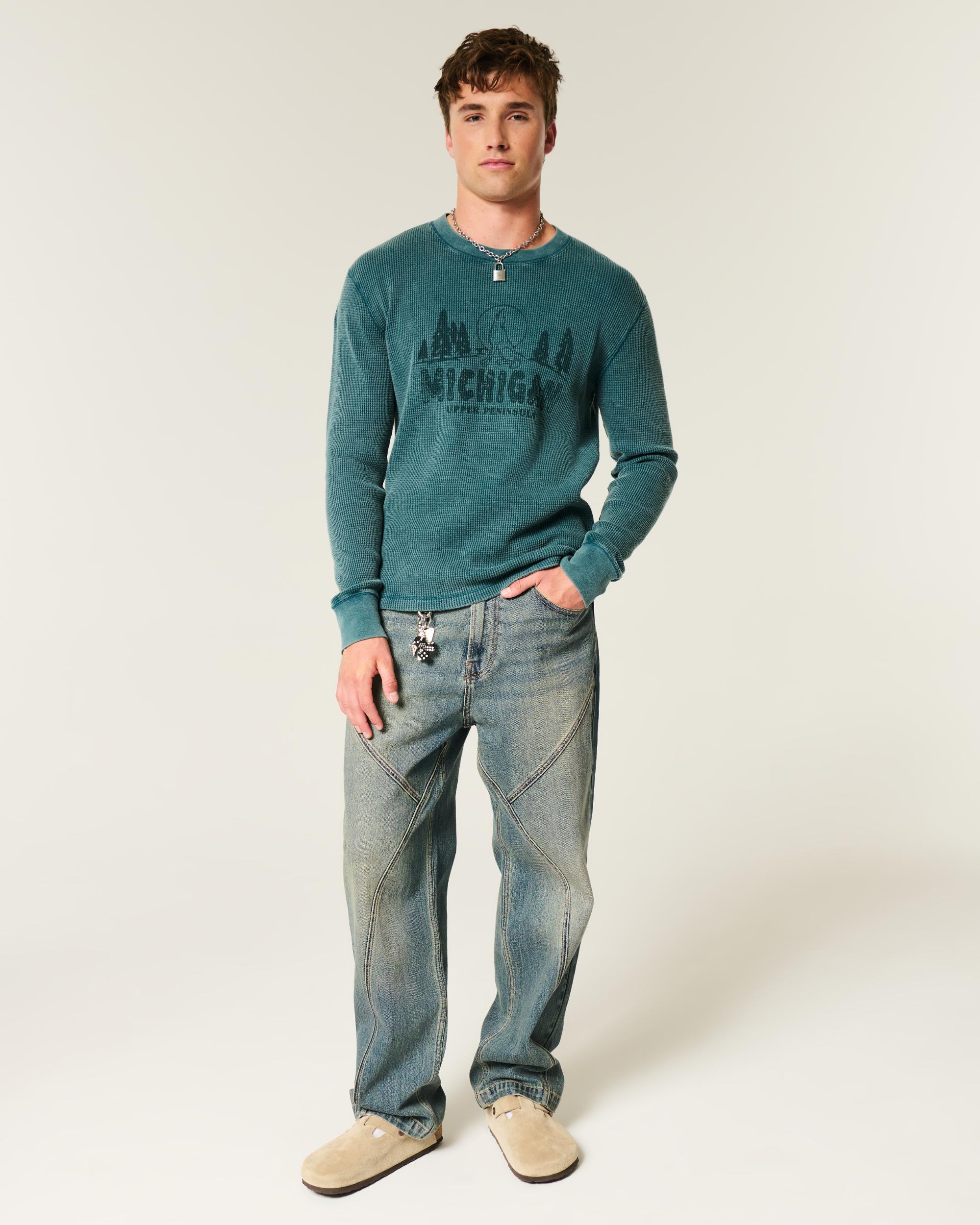 Long-Sleeve Waffle Michigan Graphic Tee Product Image