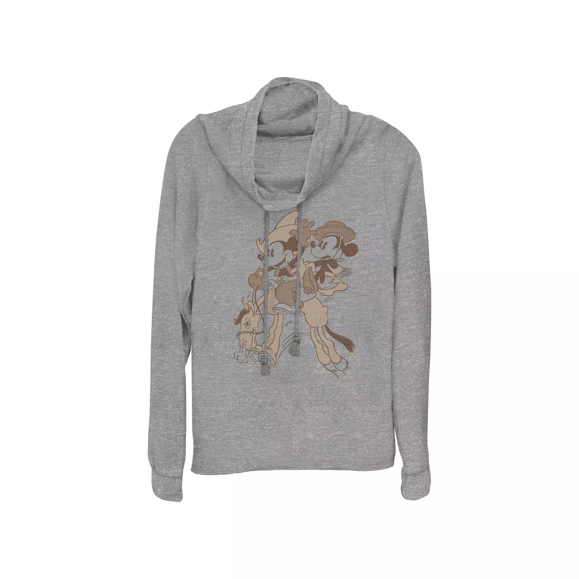 Disney's Mickey Mouse And Minnie Mouse Wild Ride Women's Cowlneck Graphic Lightweight Long Sleeve,  Product Image