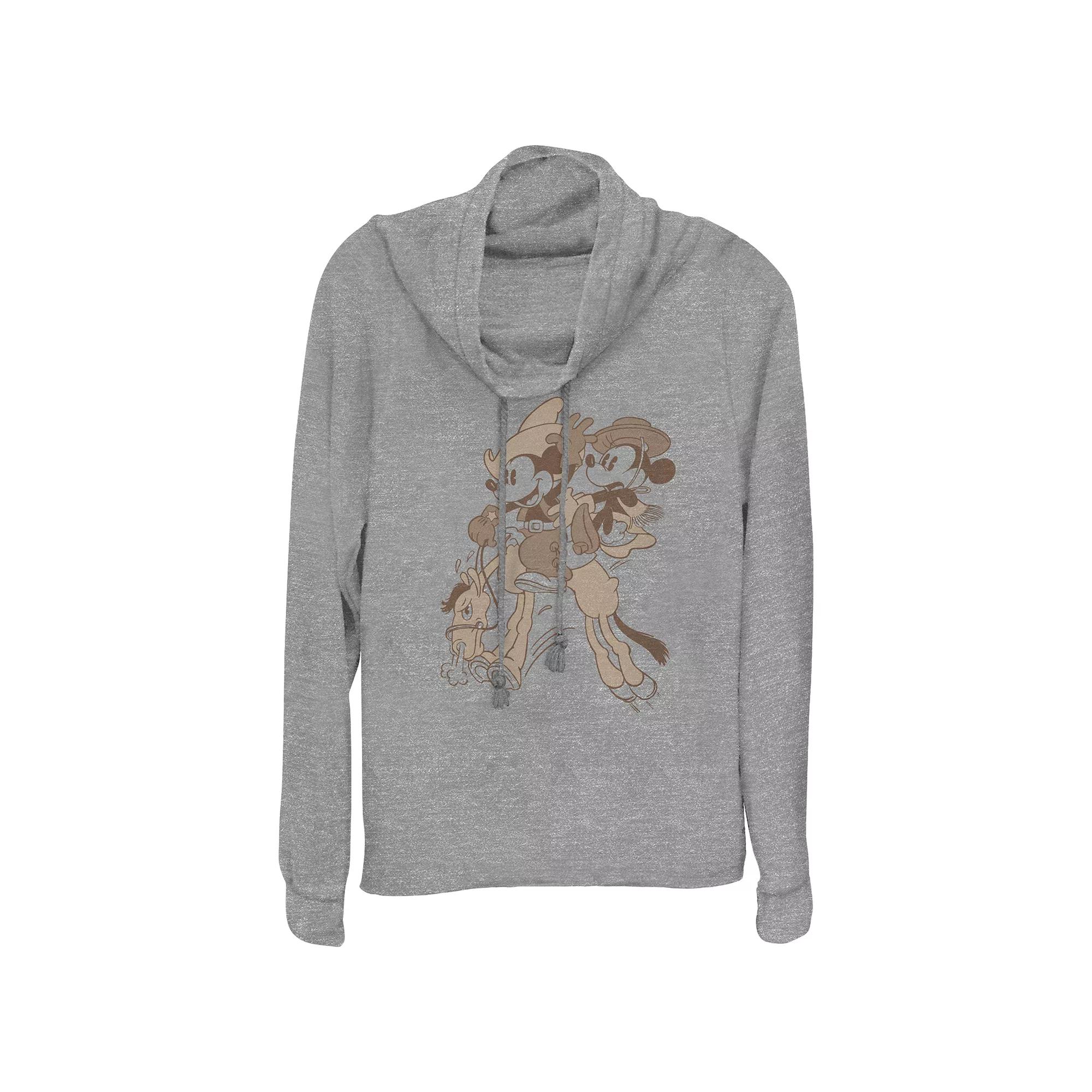 Disney's Mickey Mouse And Minnie Mouse Wild Ride Women's Cowlneck Graphic Lightweight Long Sleeve,  Product Image