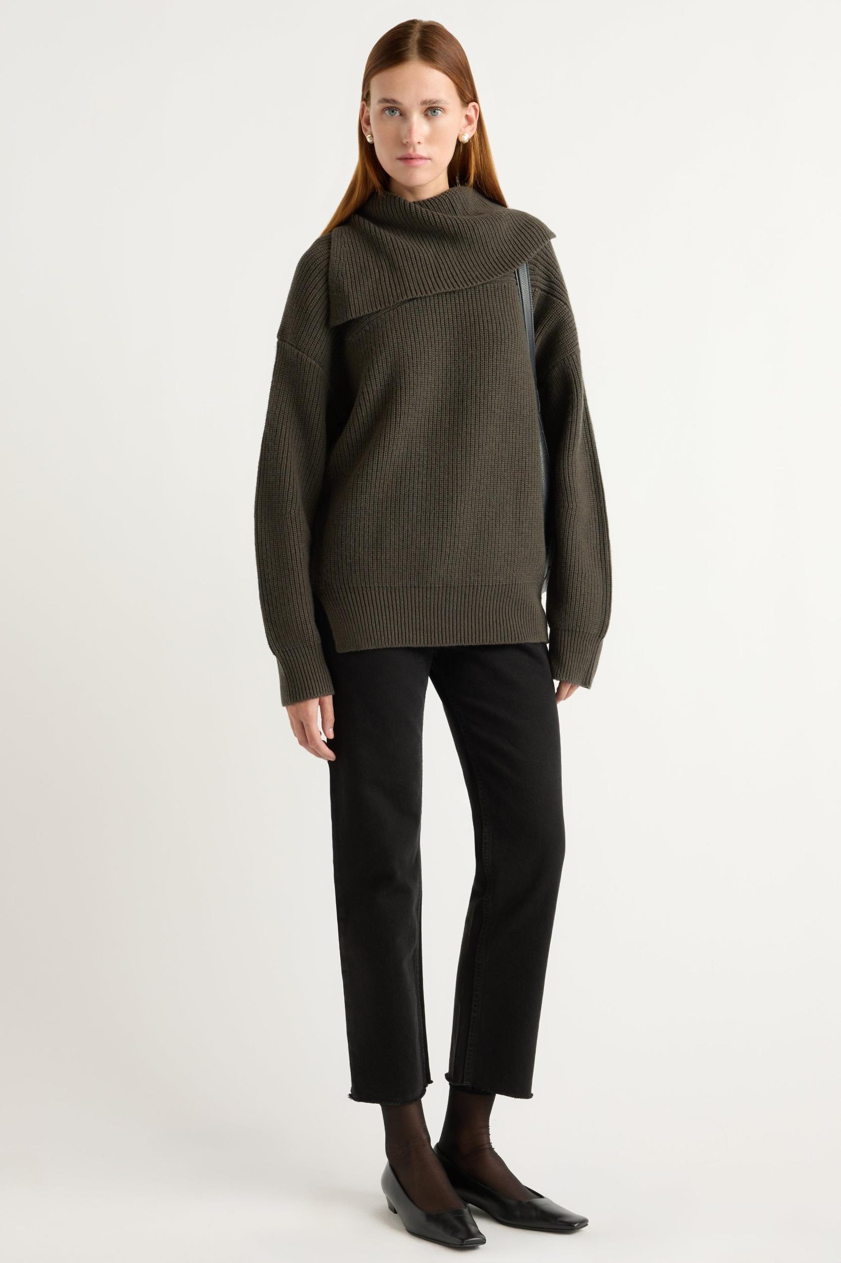 Ezra Organic Cotton-Wool Foldover-Collar Sweater Product Image