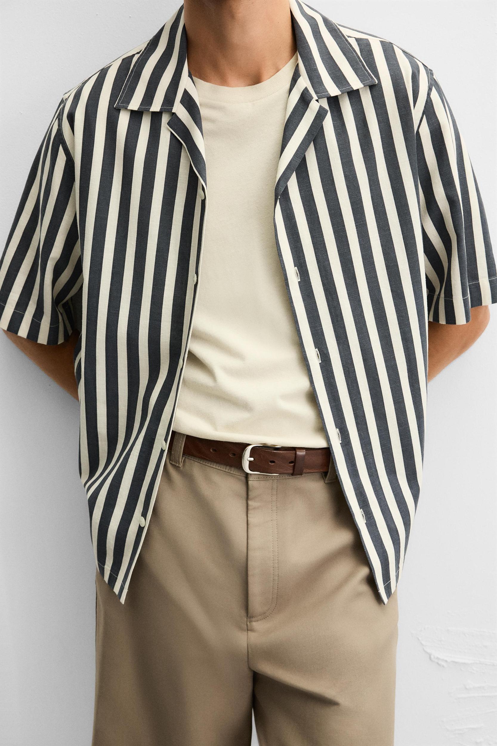 TEXTURED WEAVE STRIPED SHIRT Product Image