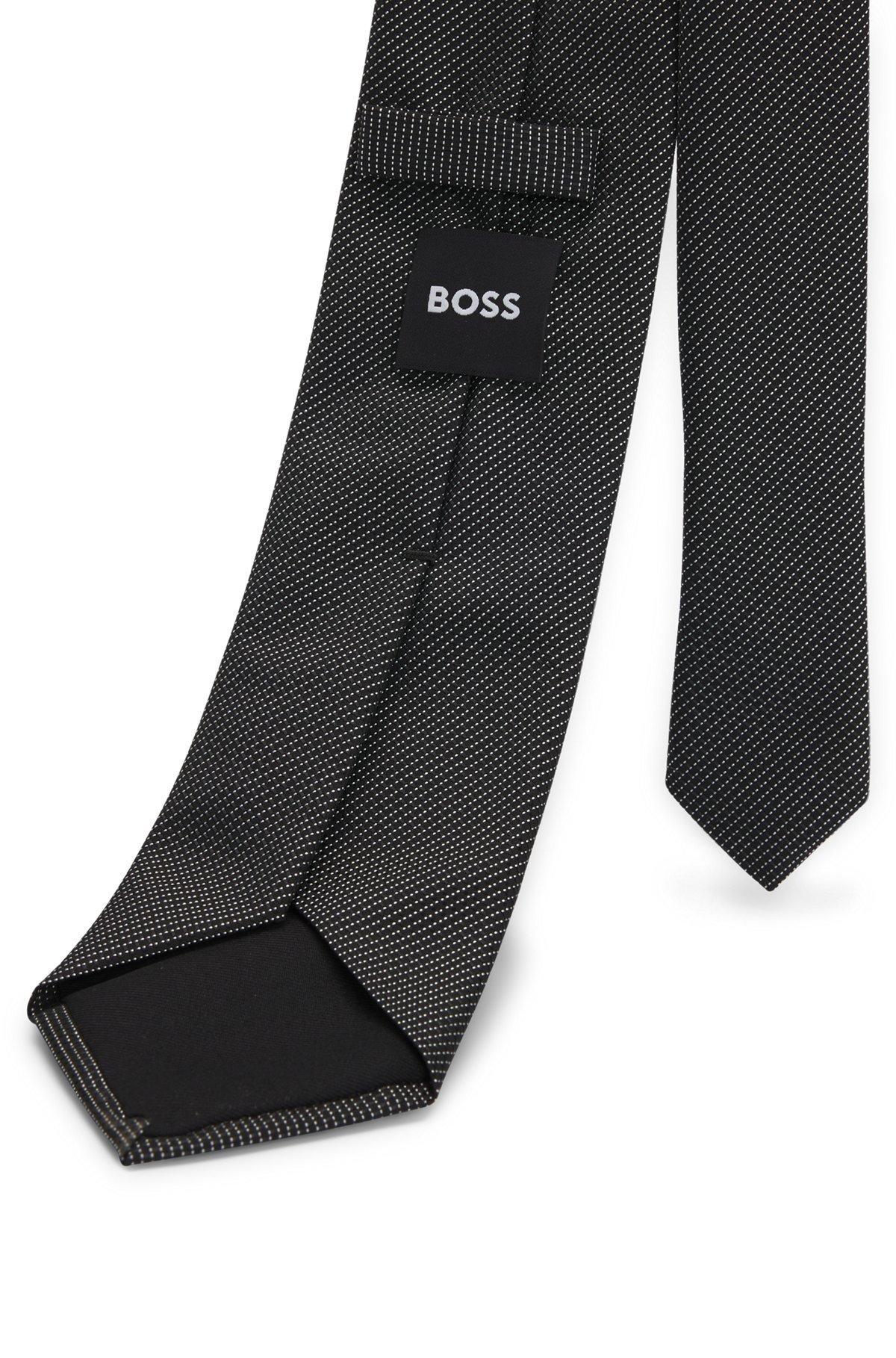 BOSS - Silk-blend tie in micro-pattern jacquard - Black Product Image
