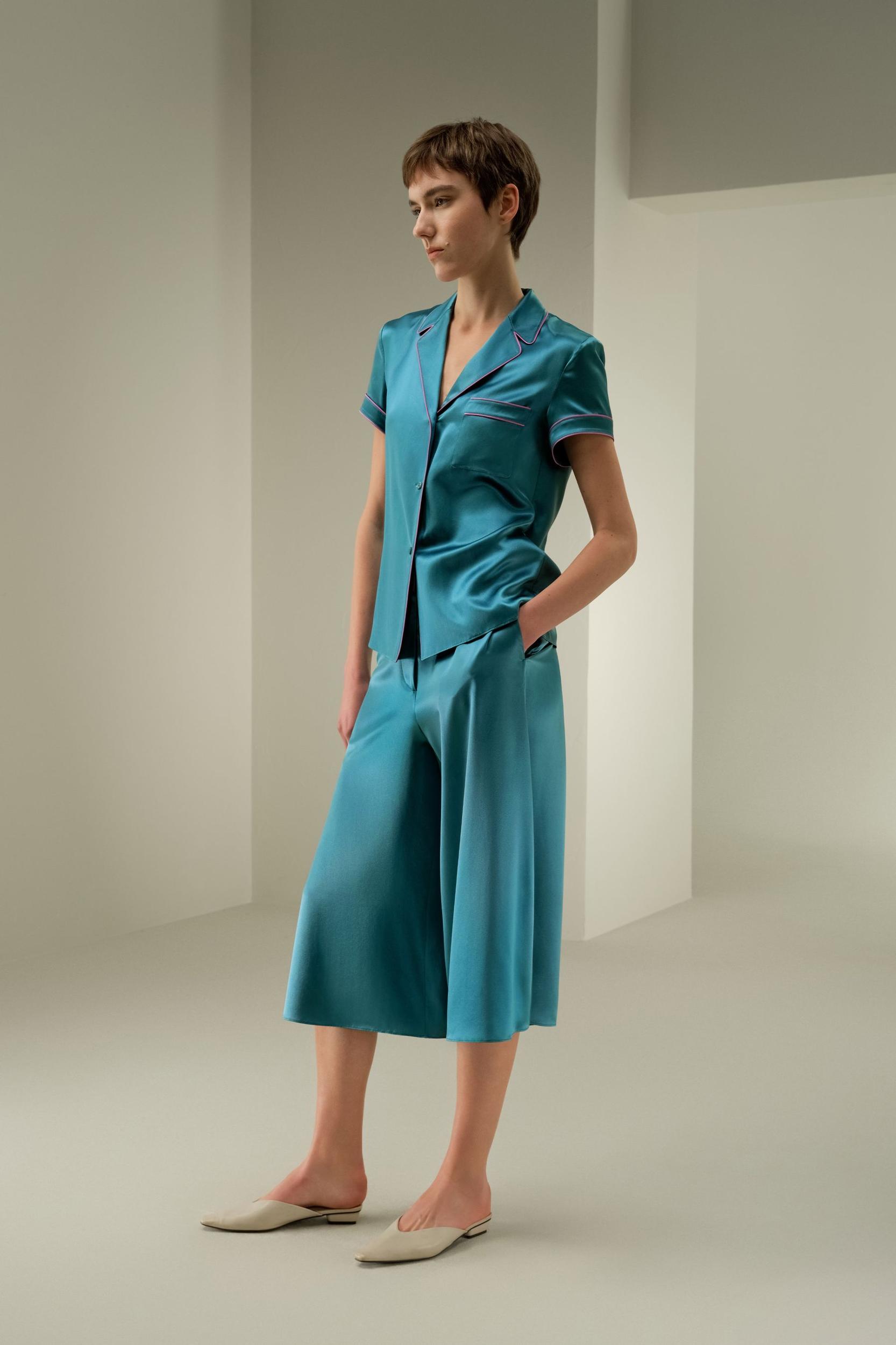 LSxES Contrast-Trimmed Silk Shirt Product Image