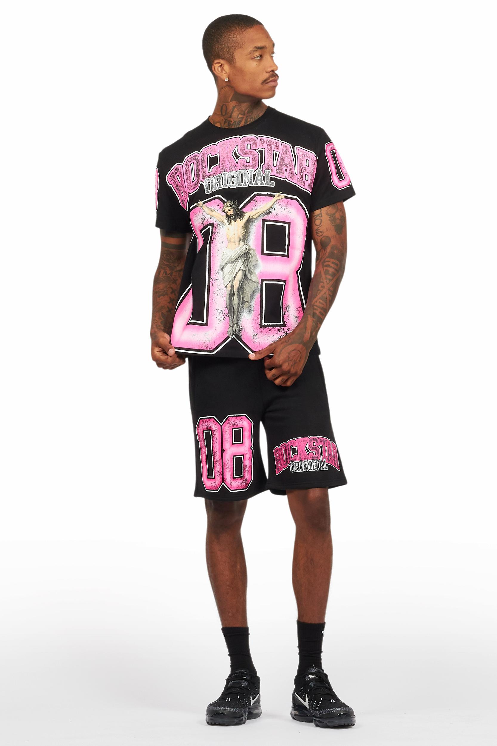 Fields Black/Pink T-Shirt Short Set Male Product Image
