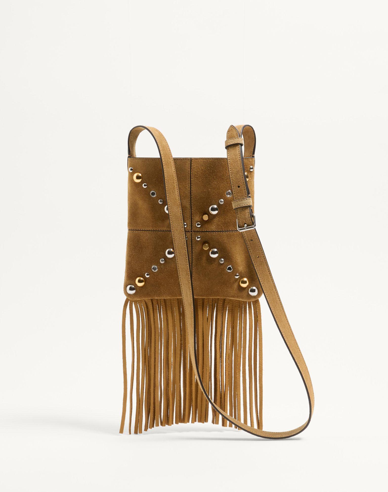 Valentino Garavani Nellcôte Small Shoulder Bag In Suede With Fringes Product Image