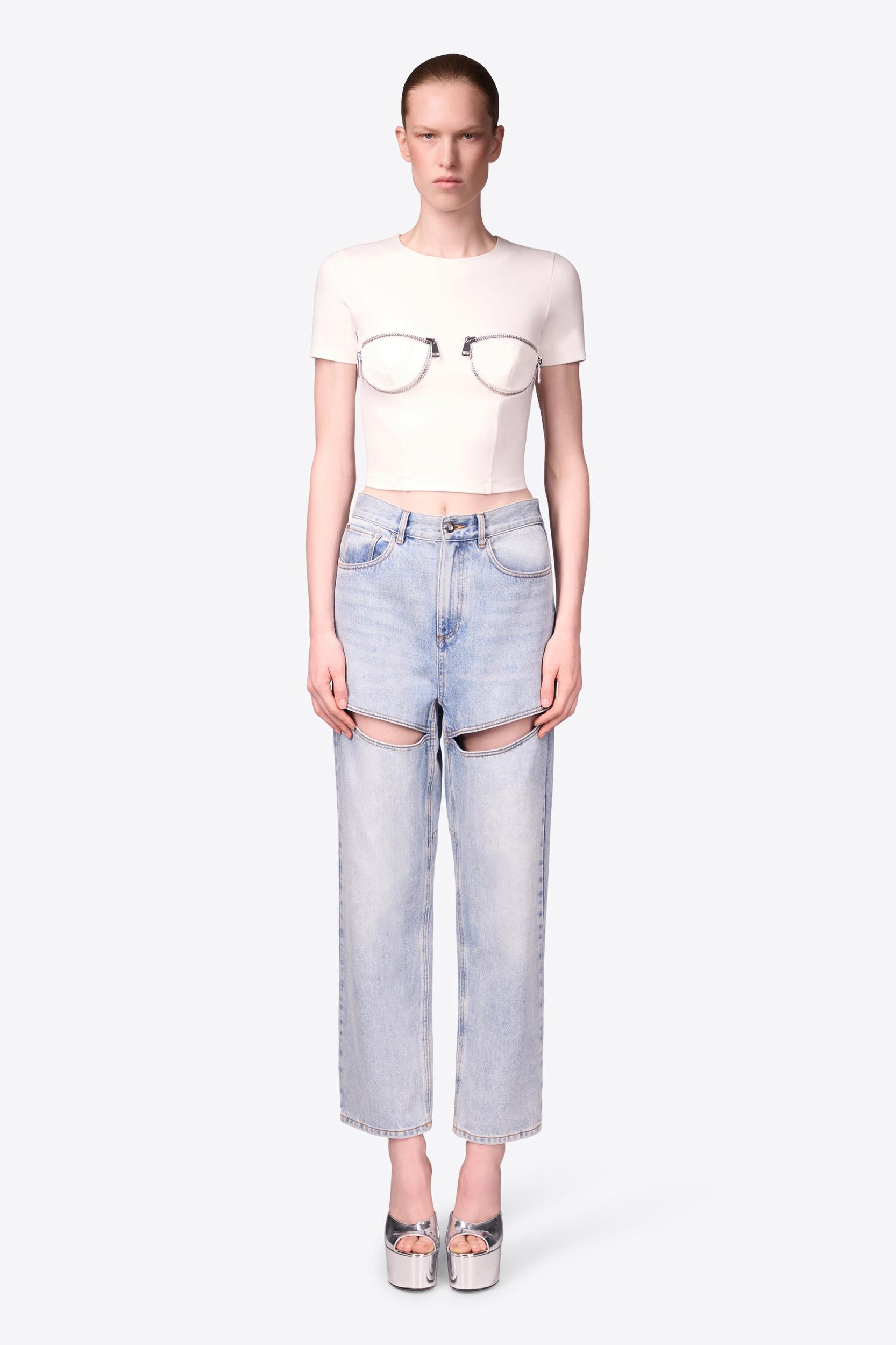 Zipper Bustier Cup T-Shirt Product Image