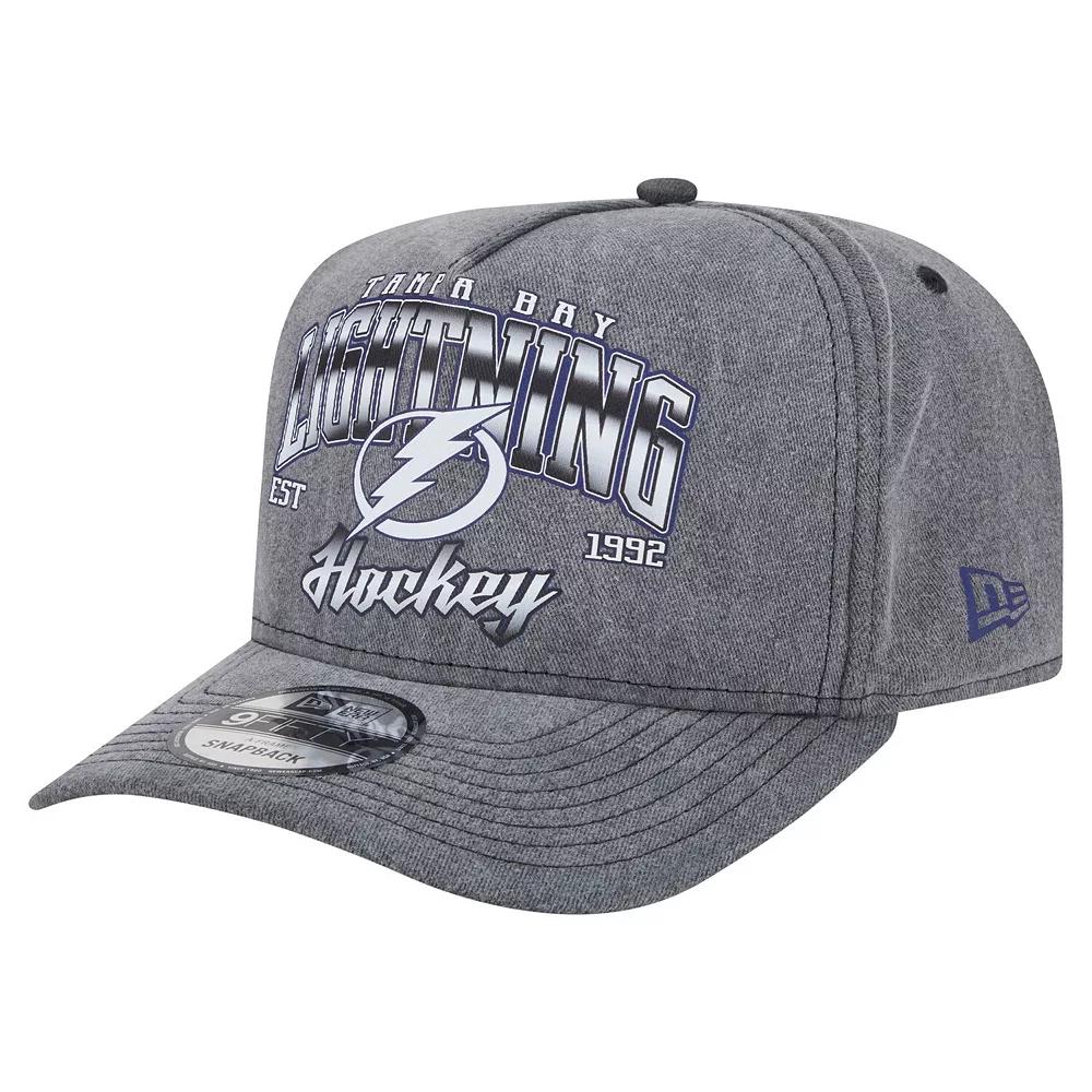 Men's New Era Charcoal Tampa Bay Lightning Throwback Washed A-Frame Pre-Curved 9FIFTY Snapback Hat, Lgh Charco Product Image