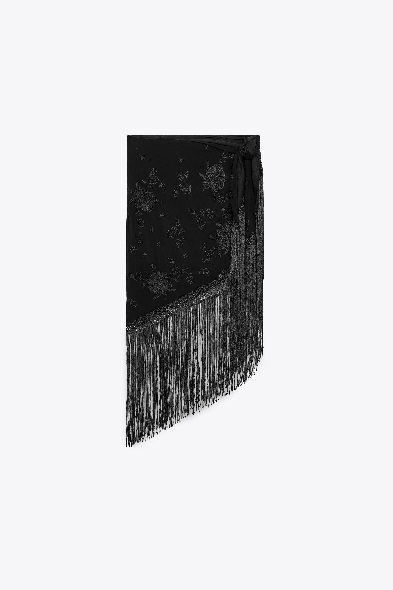 FRINGED EMBROIDERED SKIRT Product Image