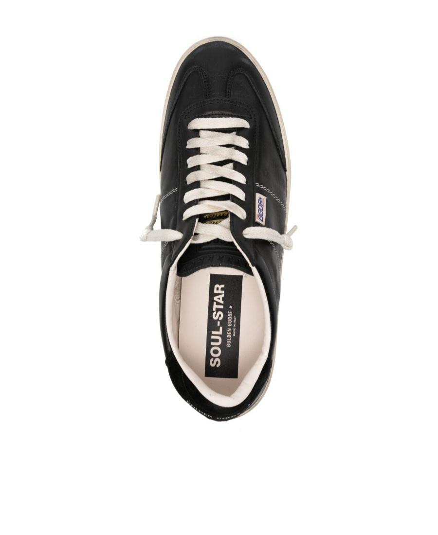 GOLDEN GOOSE Deluxe Brand Vintage-inspired Black Leather Sneakers With Contrasting White Laces Product Image