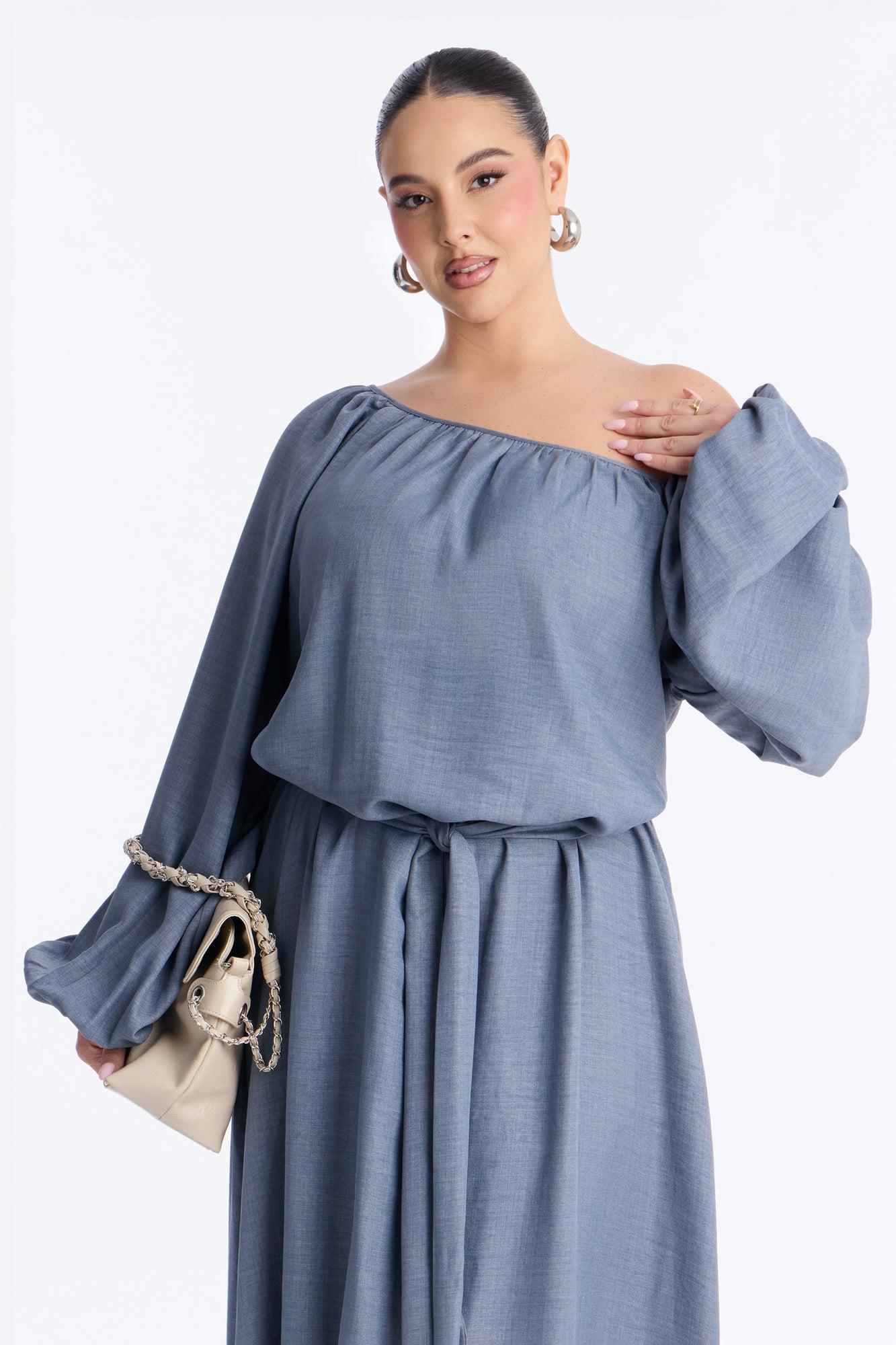 Tianna Tie Waist Maxi Dress - Denim Female Product Image