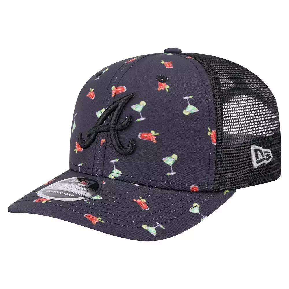 Men's New Era Black Atlanta Braves Adventure Drinks Pattern 9SEVENTY Stretch-Snap Hat Product Image