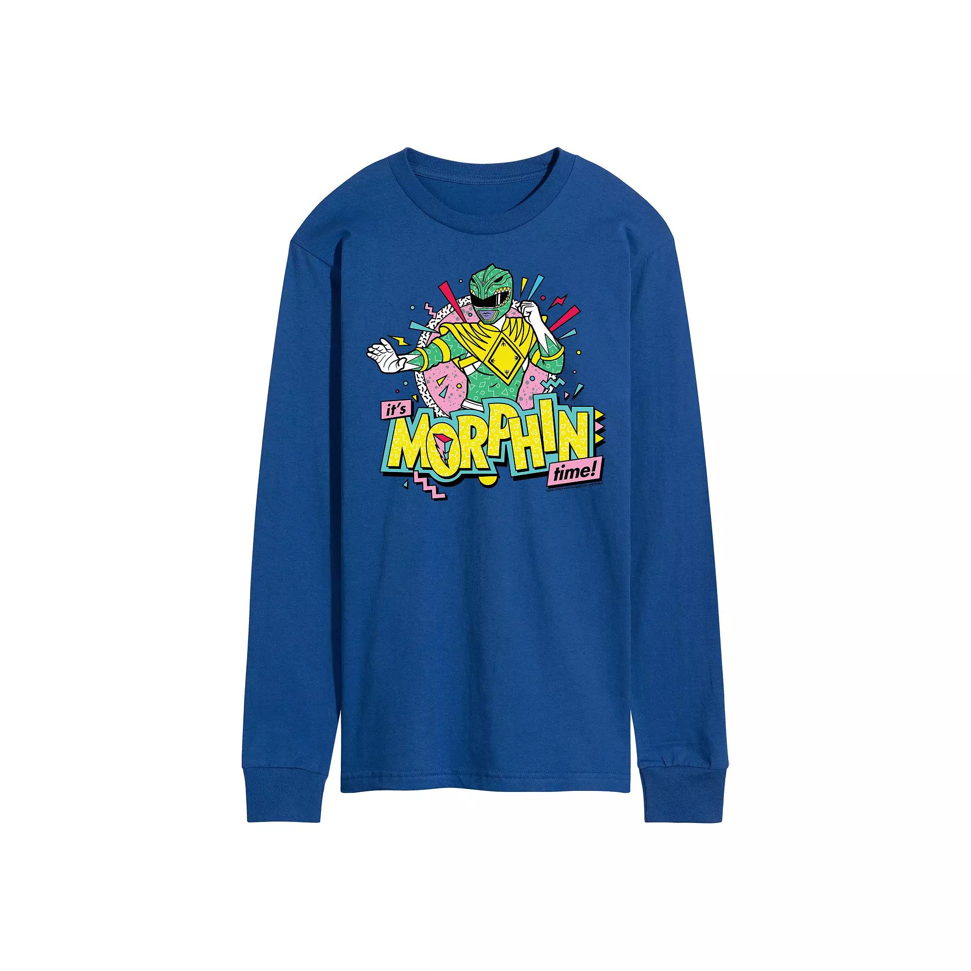 Men's Power Rangers Morphin Green Long Sleeve Graphic Tee,  Product Image