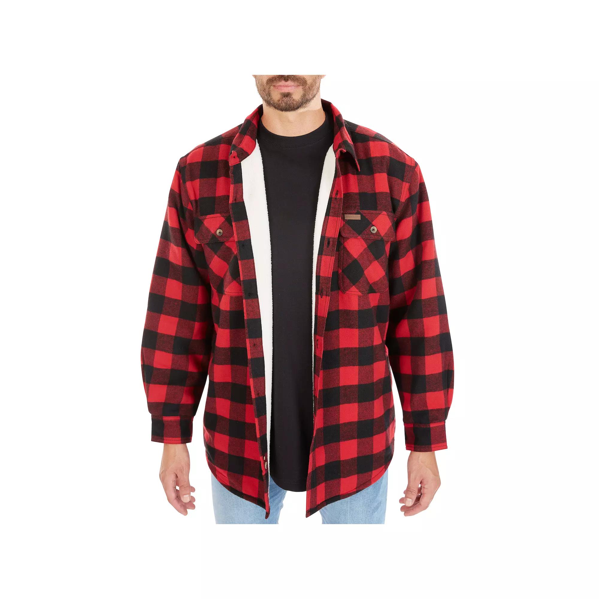Men's Smith's Workwear Plaid Sherpa-Lined Cotton Flannel Shirt Jacket,  Product Image