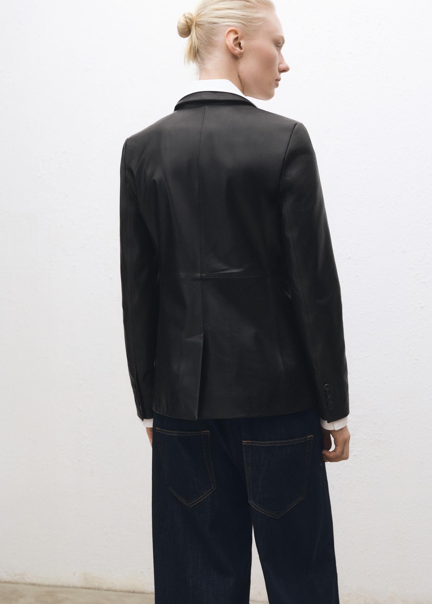 Leather blazer with buttons - Women | MANGO USA Product Image