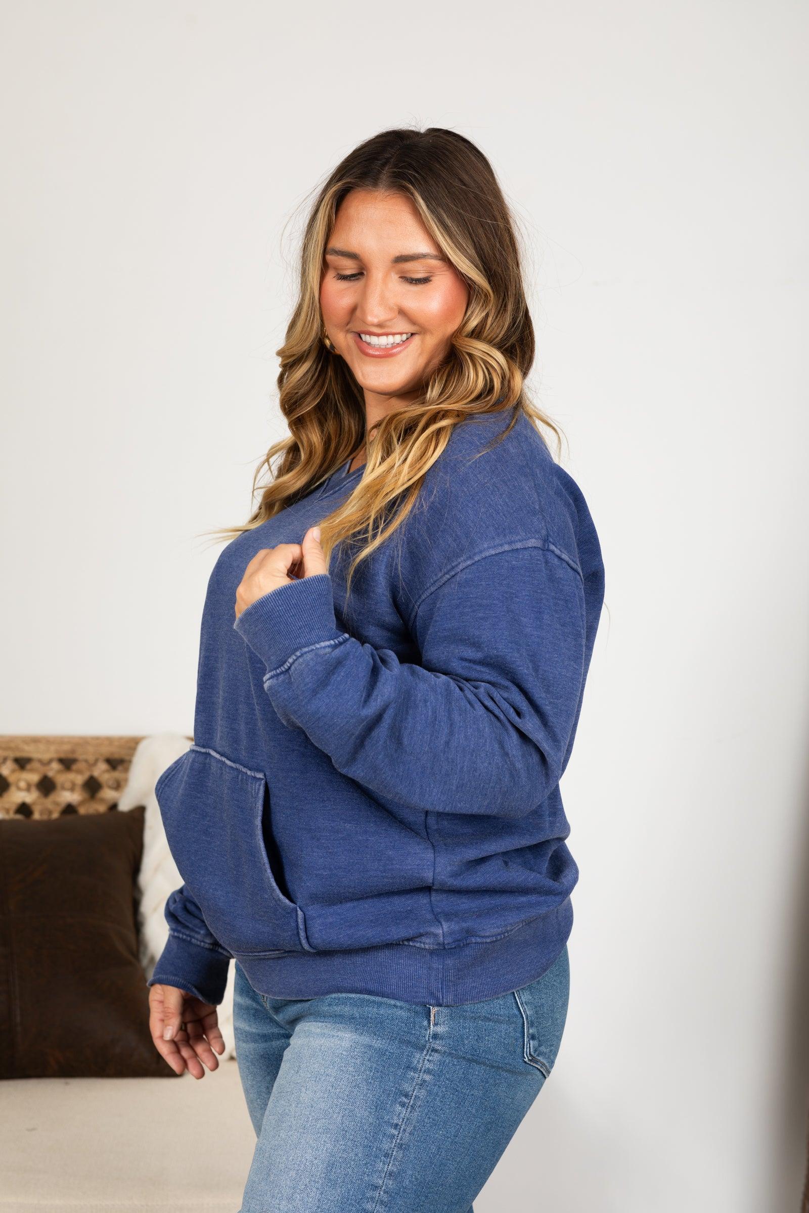 Pigment Dyed Cozy Campfire V-Neck Sweatshirt Product Image