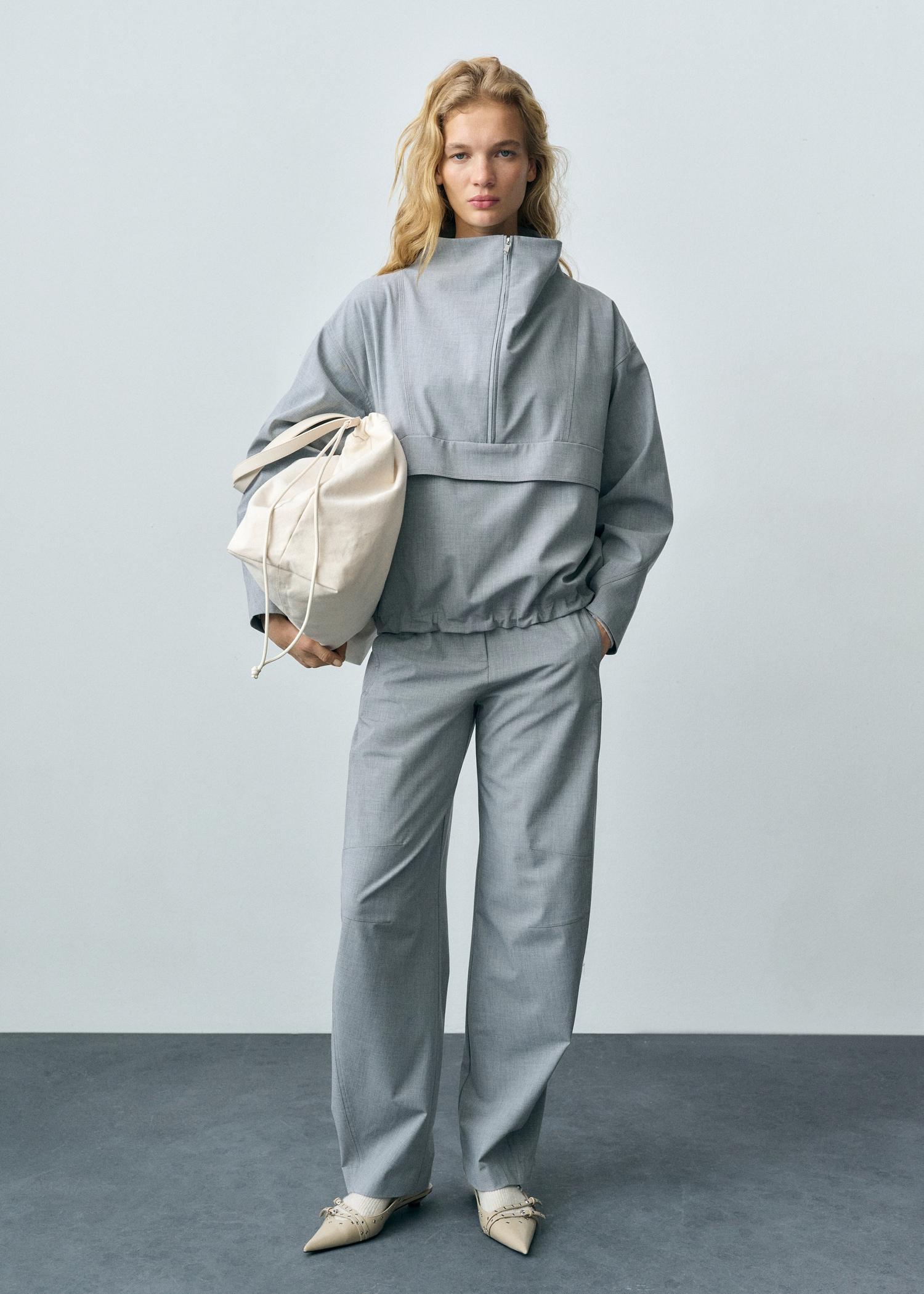 Oversized parka with zipper - Women | MANGO USA Product Image