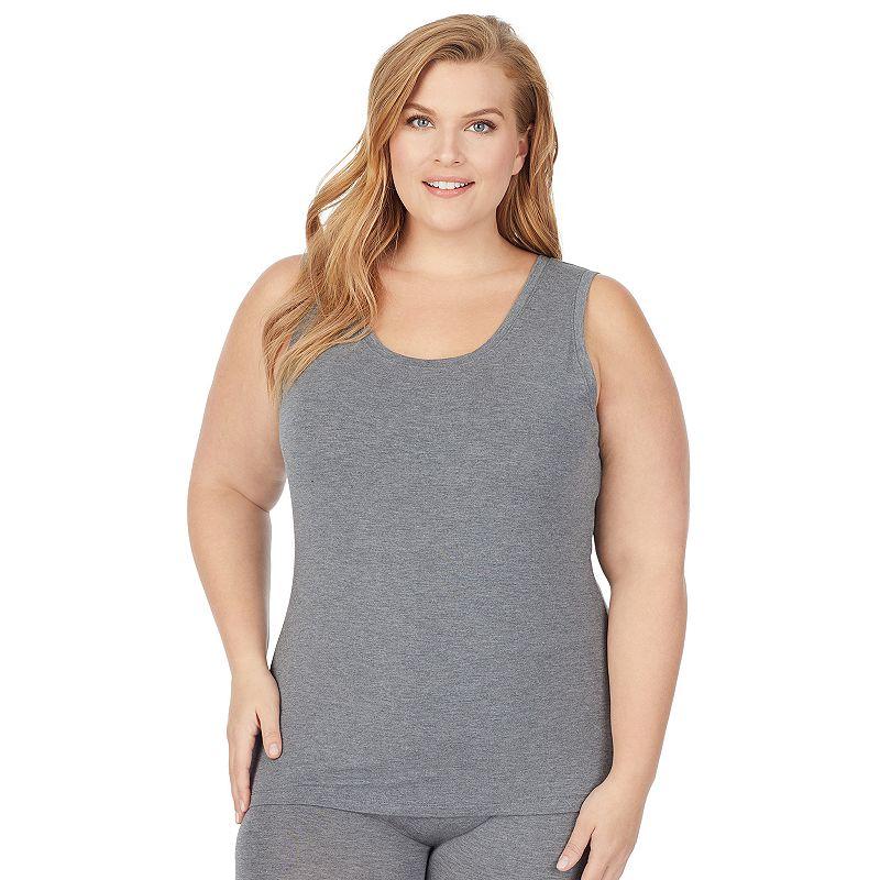 Plus Size Cuddl Duds Soft Wear with Stretch Reversible Tank Top, Womens Grey Heather Product Image