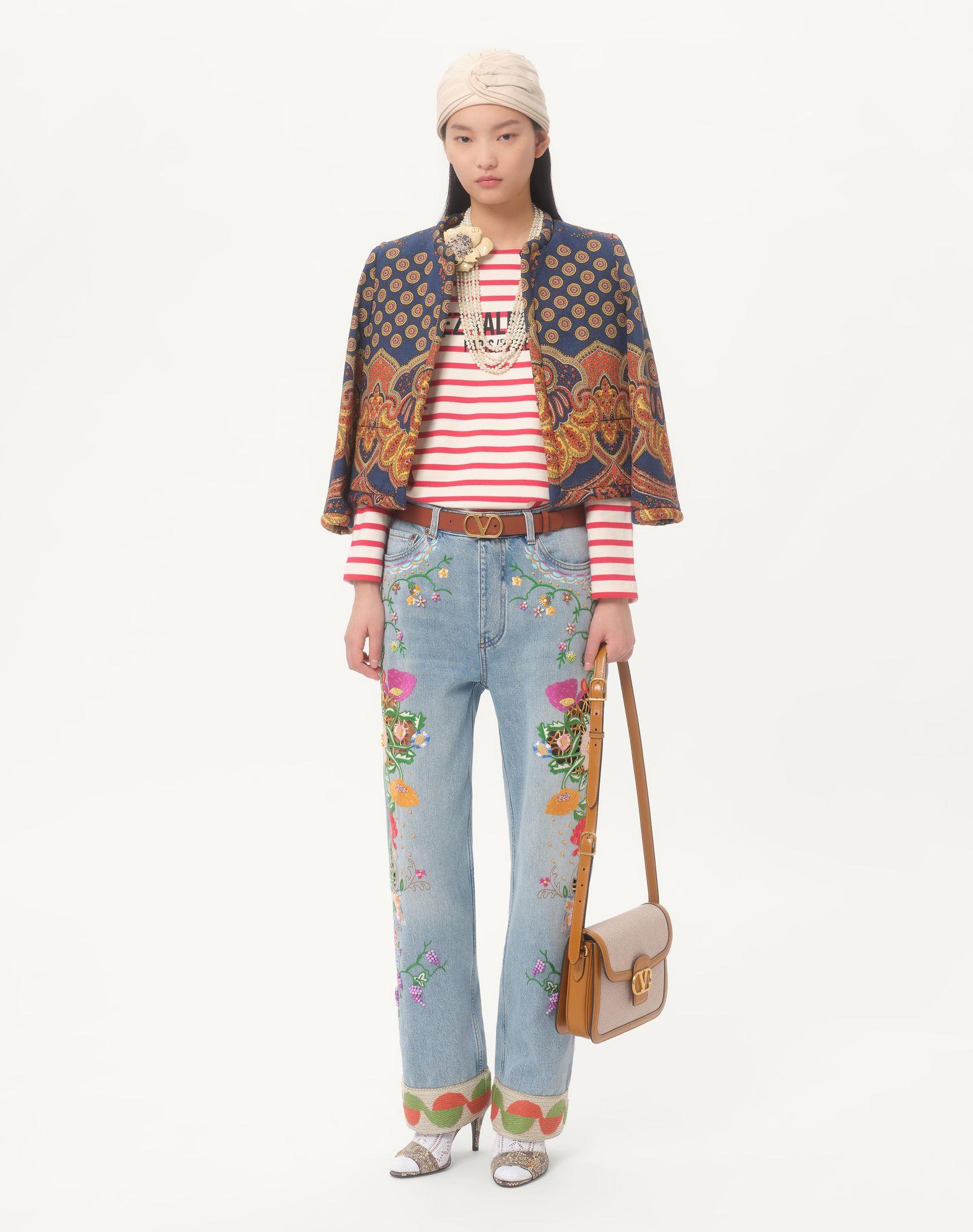 Embroidered Denim Pants Product Image