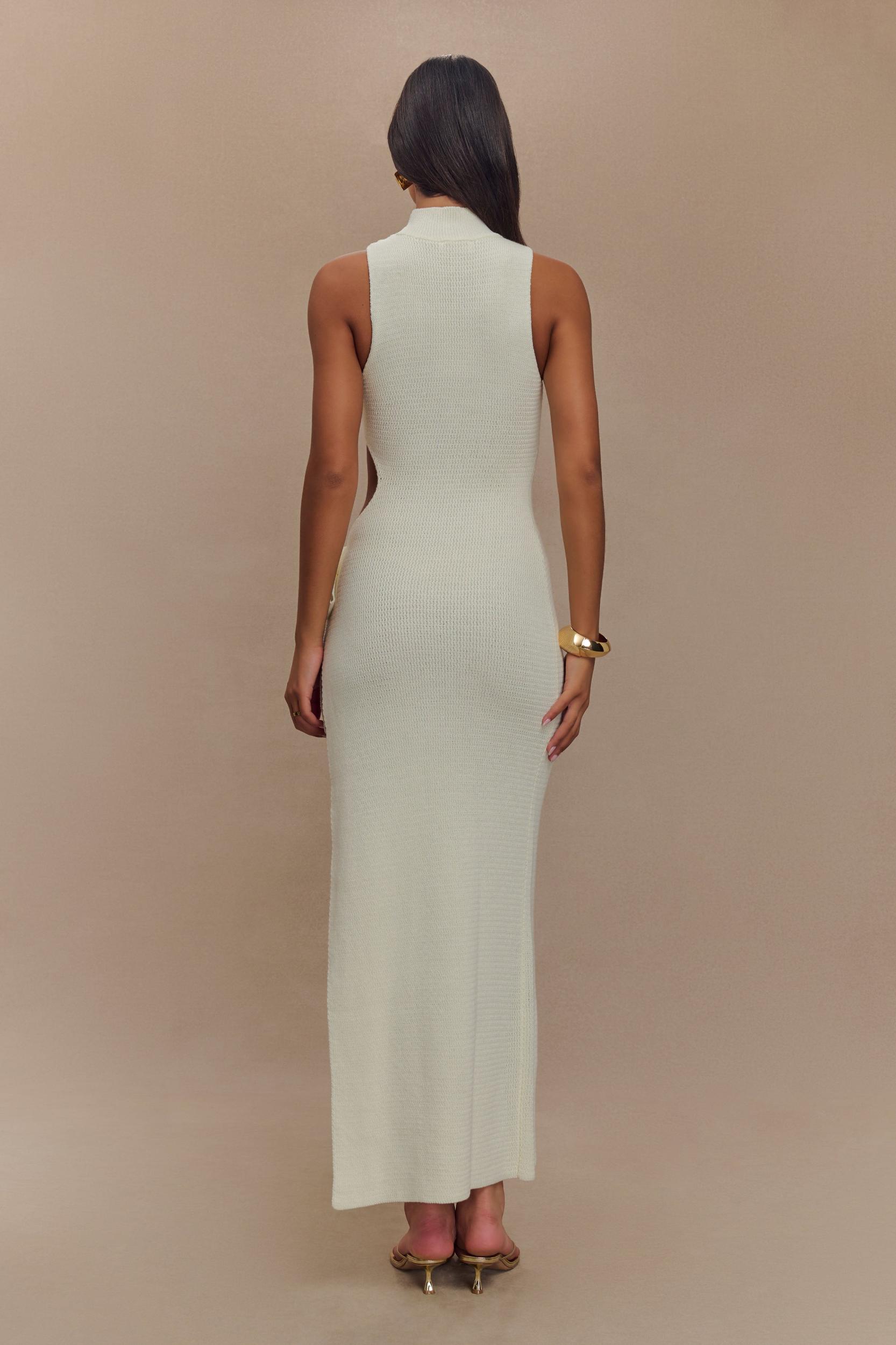 Stephanie Cut Out Knit Maxi Dress - Ivory Product Image