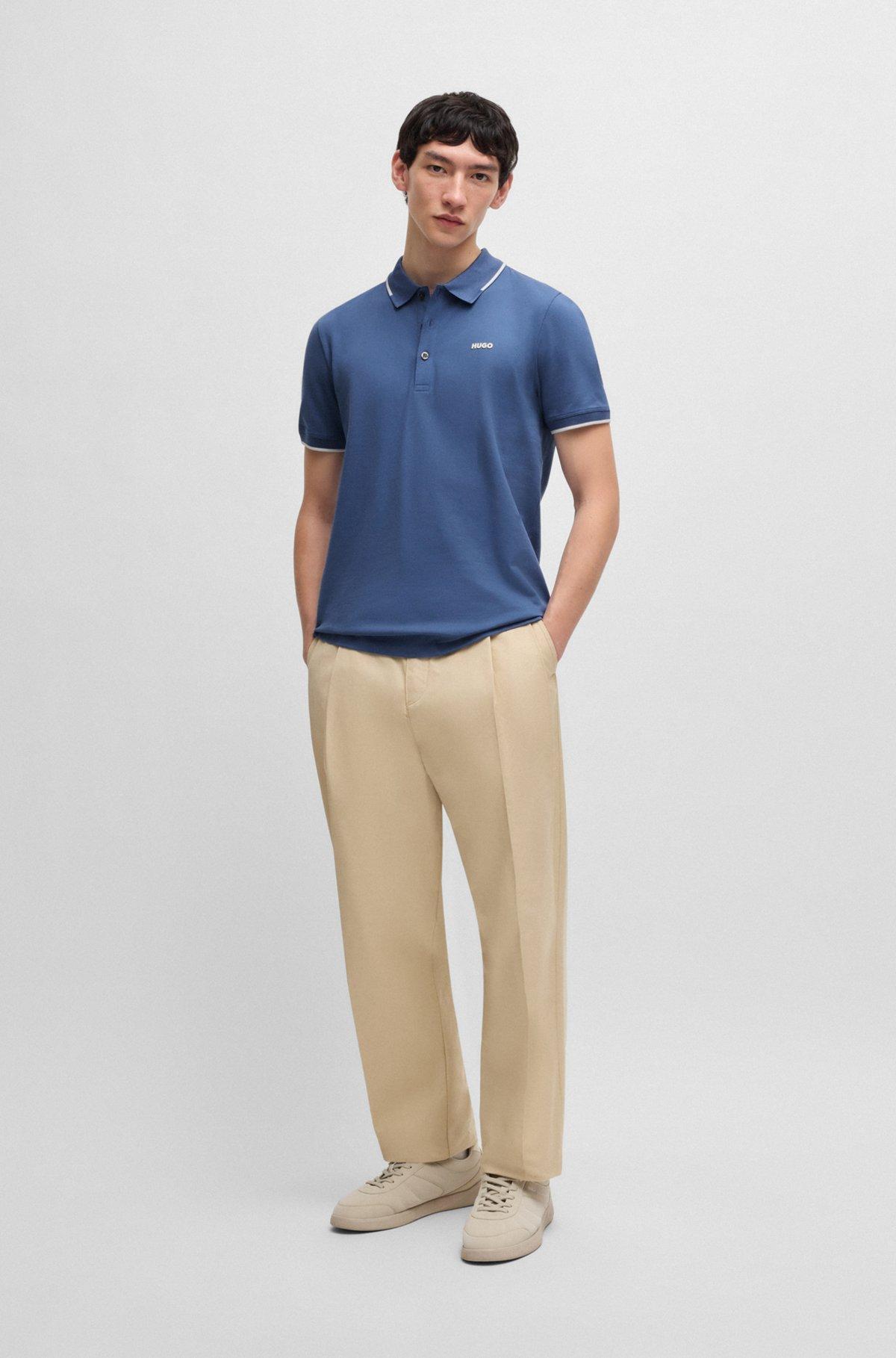 Stretch-cotton slim-fit polo shirt with printed logo Product Image