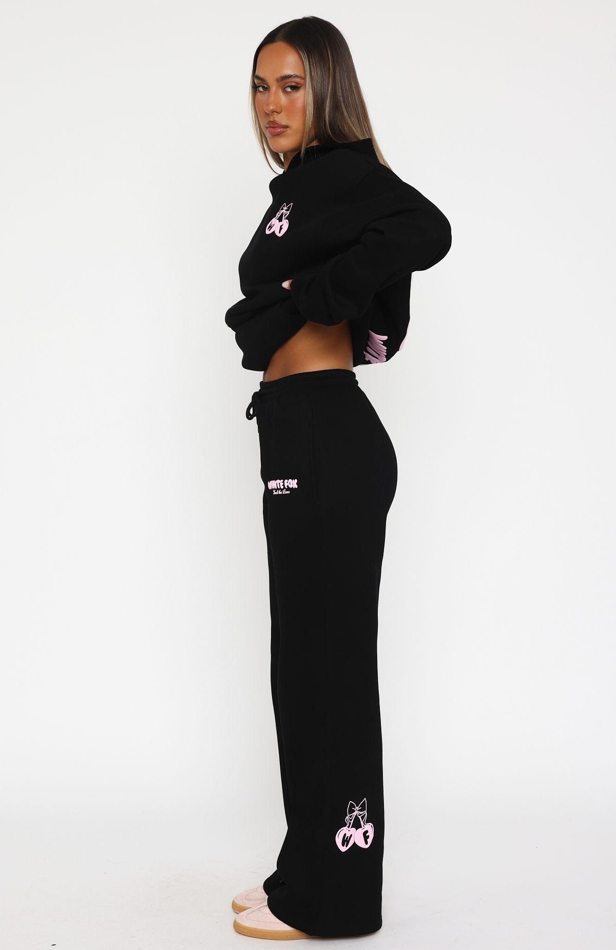 Feel The Love Wide Leg Sweatpants Black Product Image