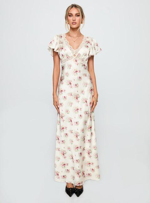 Miraselle Maxi Dress Cream Floral Product Image