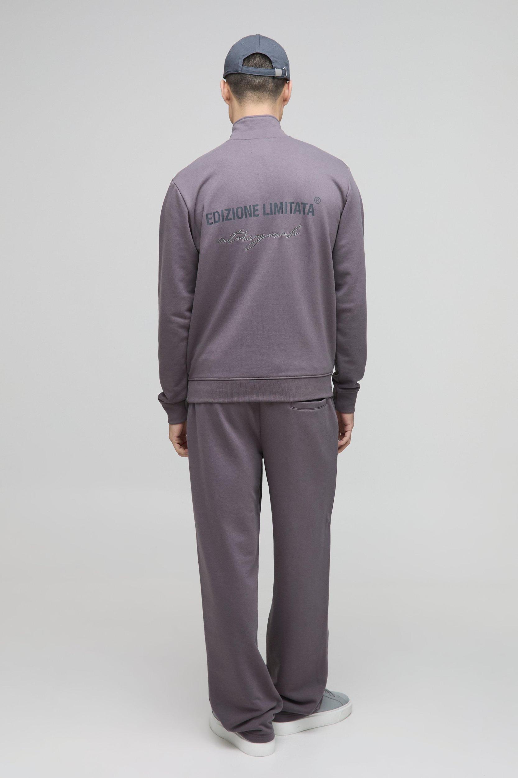 Regular Fit Edizione Heavyweight Zip Funnel Neck Sweatshirt | boohooMAN USA Product Image