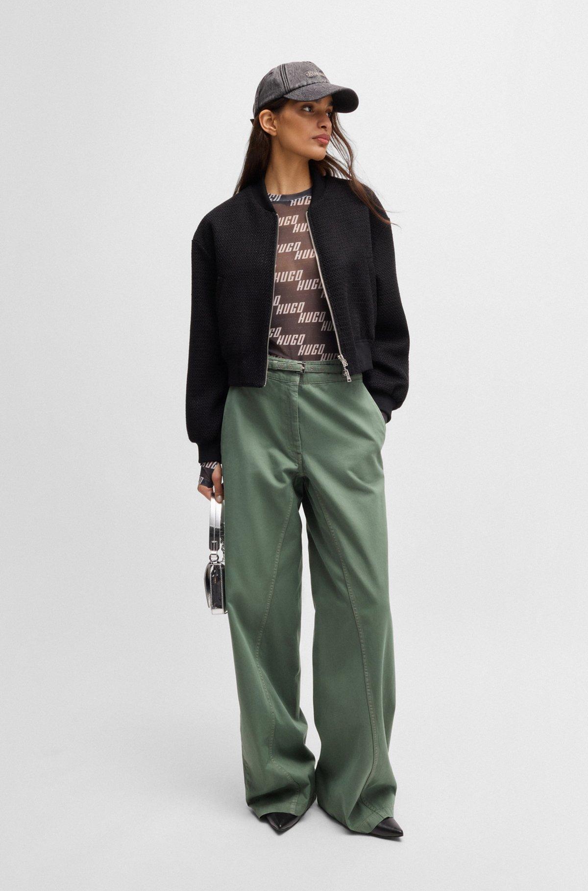 Regular-fit wide-leg trousers in cotton twill Product Image