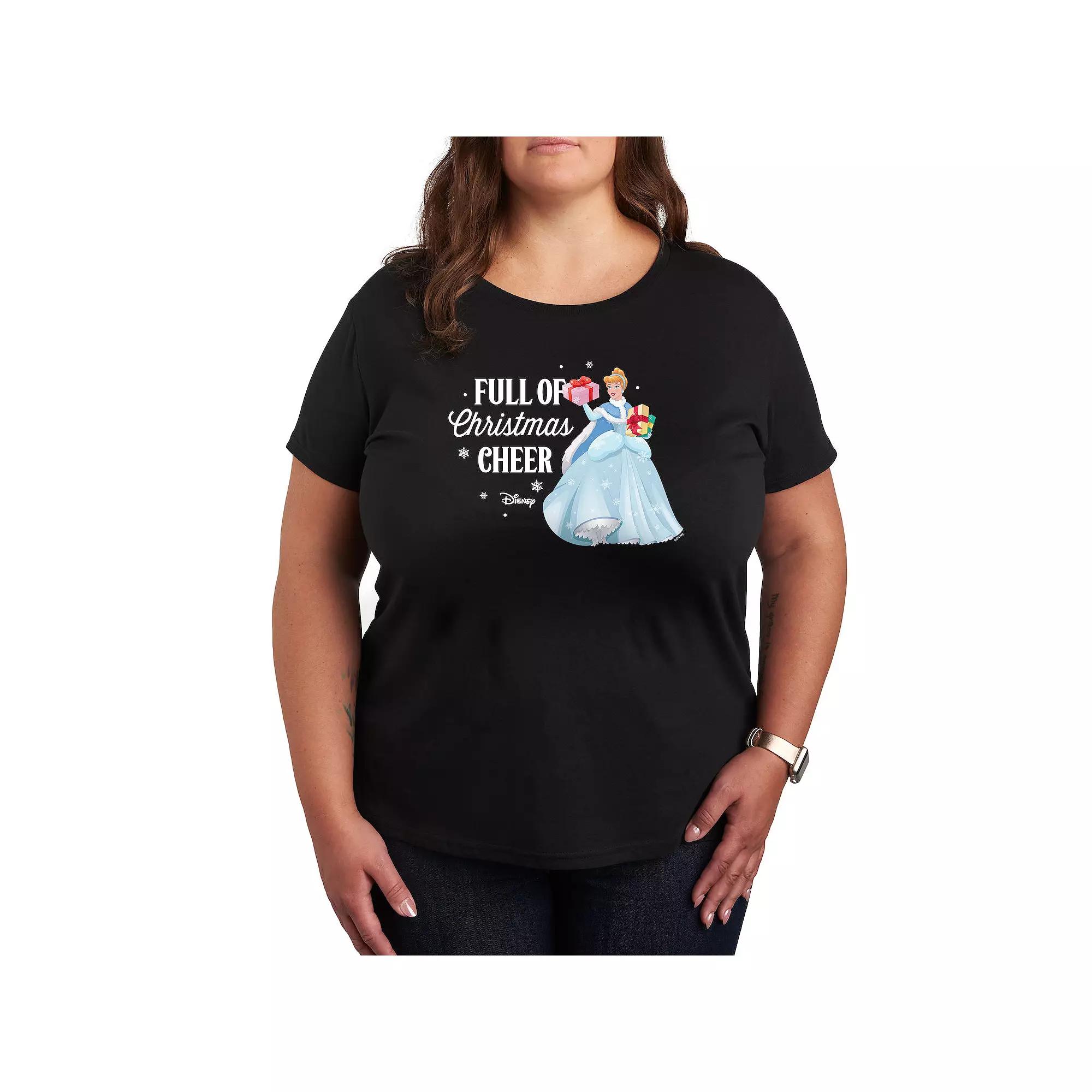 Disney Princess Cinderella Plus Full Of Christmas Cheer Graphic Tee, Women's,  Product Image