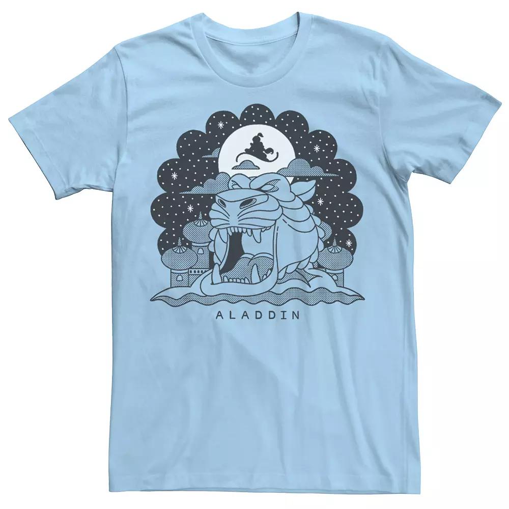 Disney's Aladdin Men's Black & White Cave Of Wonders Line Art Tee,  Product Image