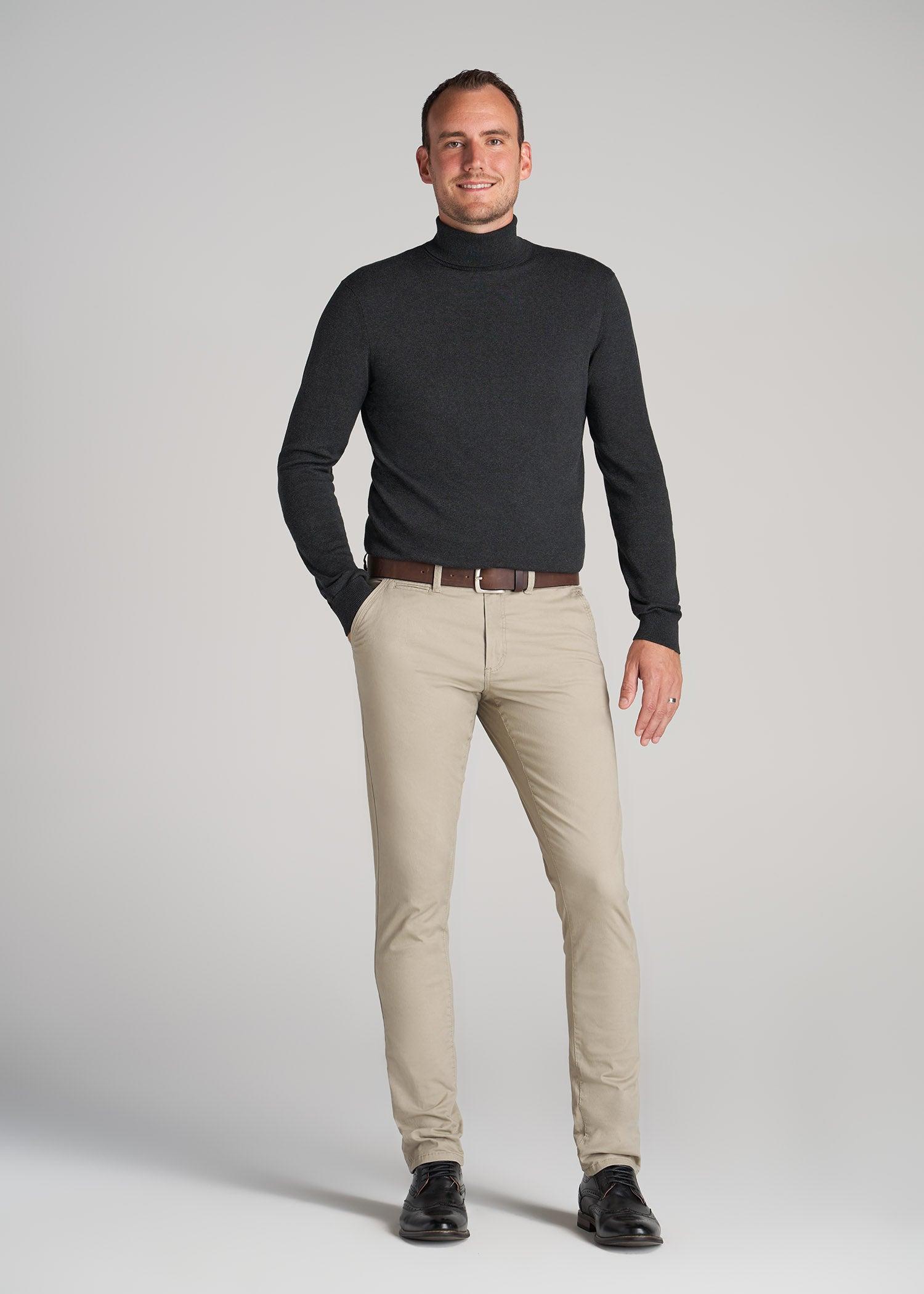 Turtleneck Sweater for Tall Men in Charcoal Mix Male Product Image