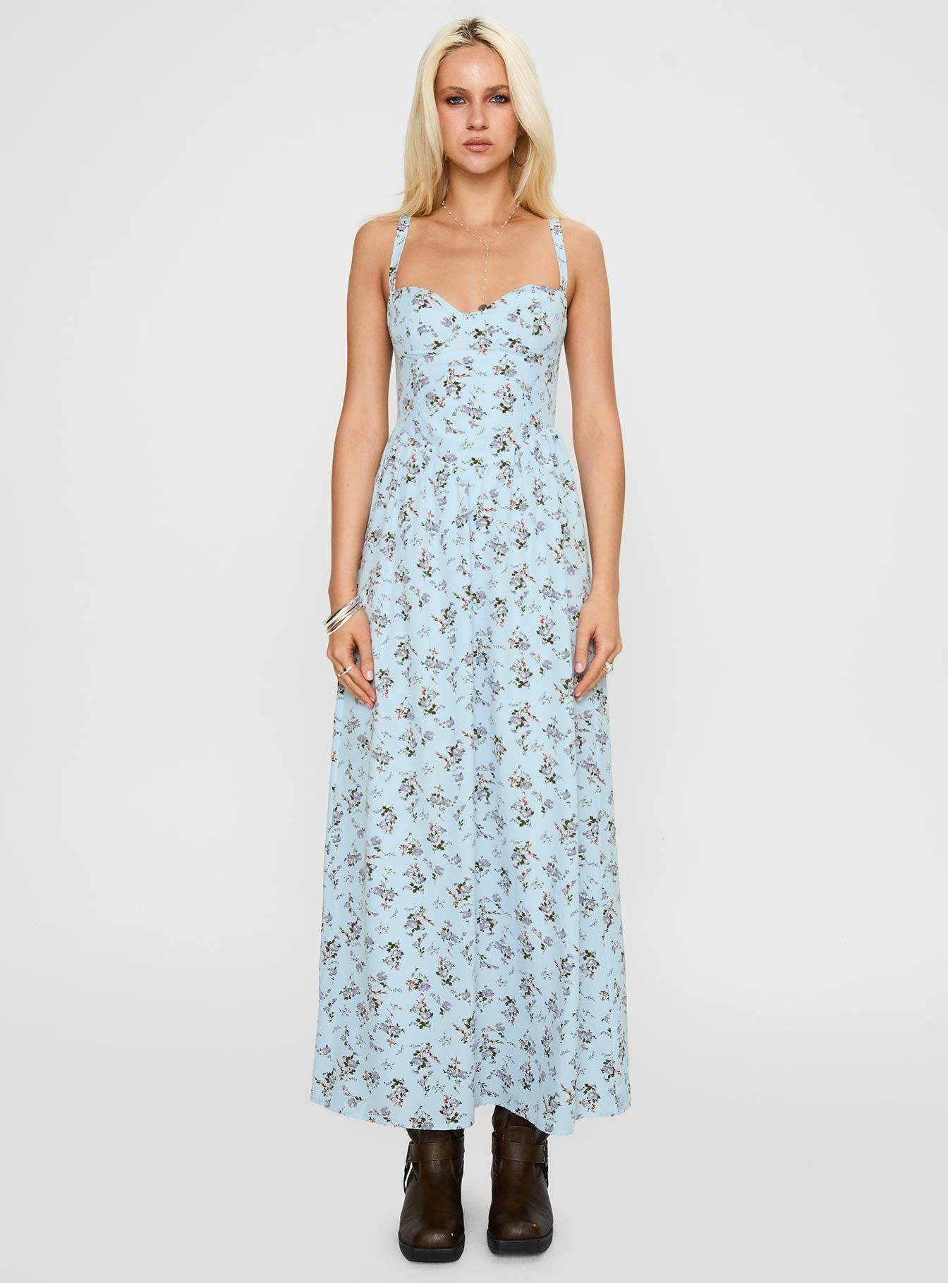 Izebella Maxi Dress Blue Floral Product Image