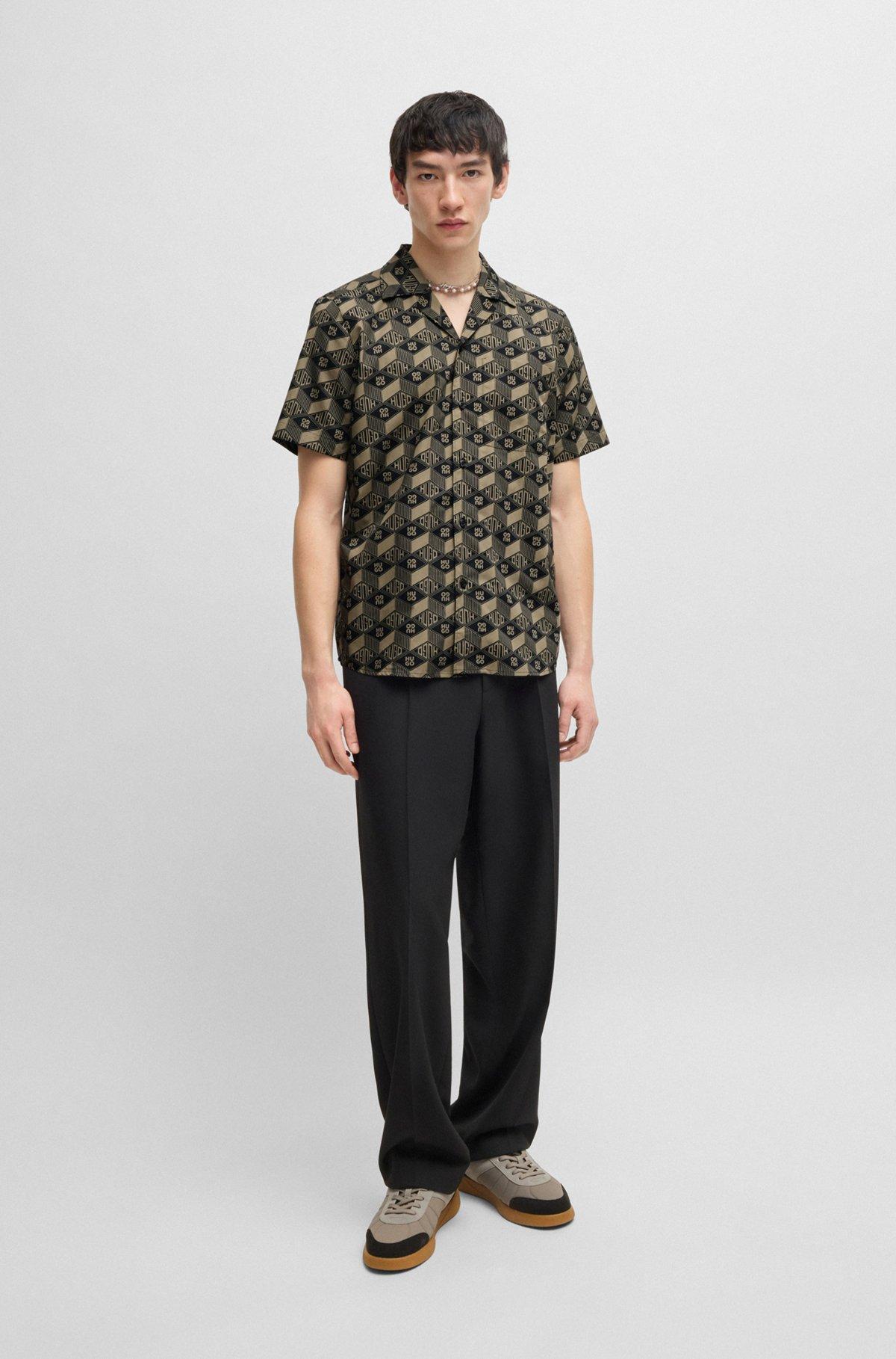 Relaxed-fit shirt in cotton with geometric-logo print Product Image