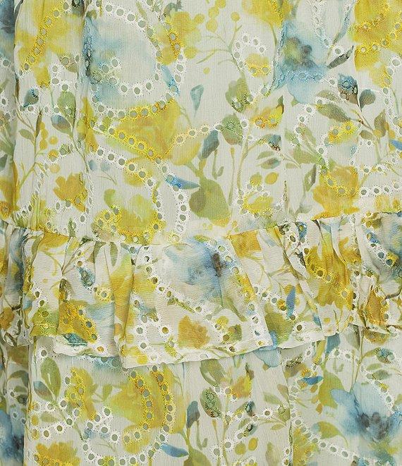 Layered With Love Plus Size Short Flutter Sleeve High-Low Hem Floral Eyelet Dress Product Image