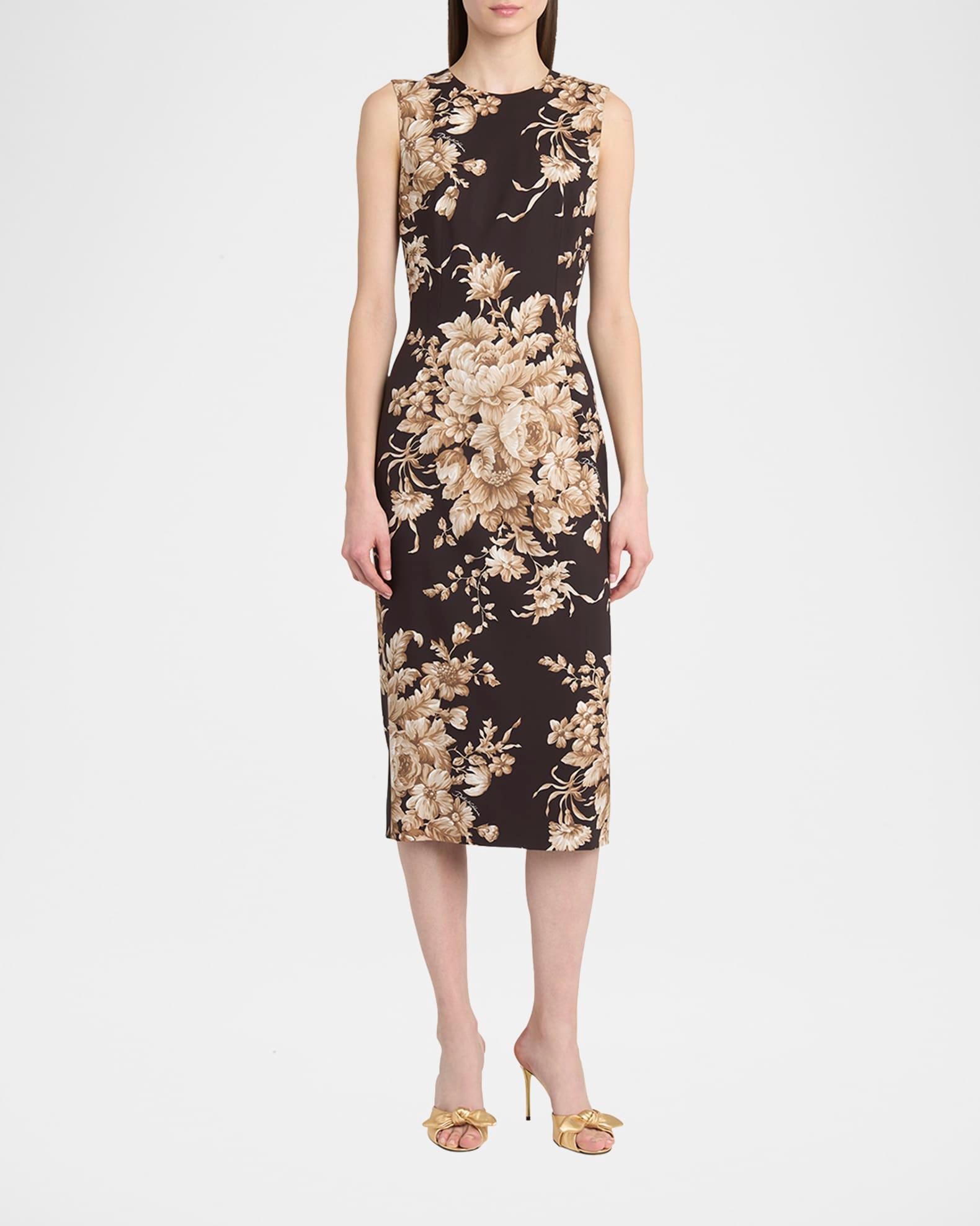 Rose Cretonne Charmeuse Sleeveless Midi Dress Product Image