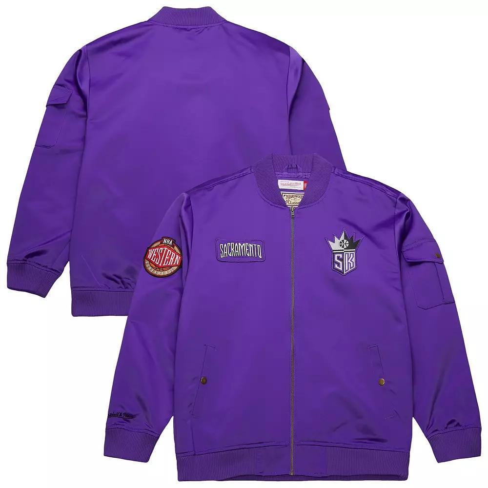 Men's Mitchell & Ness Purple Sacramento Kings Hardwood Classics Nights Team Leader Satin Full-Zip Jacket,  Product Image