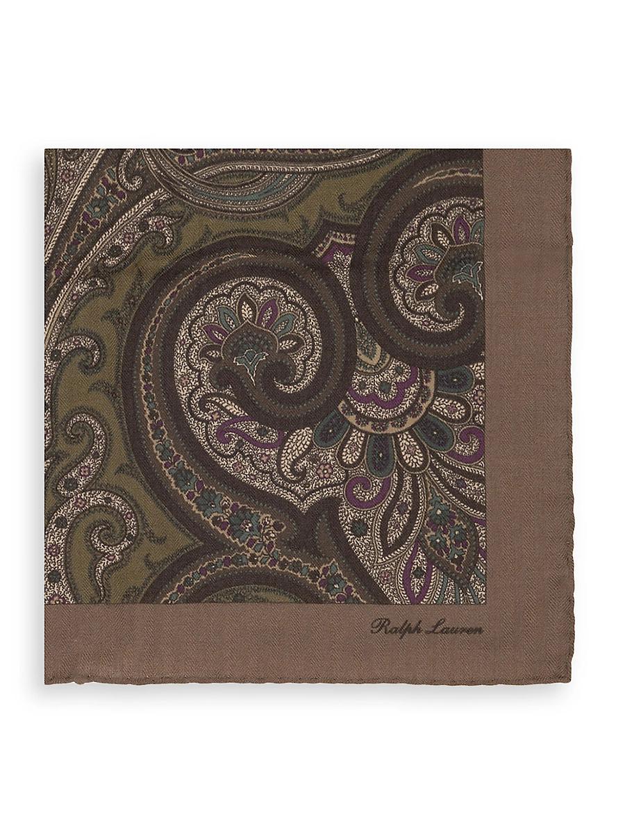 Mens Paisley Cashmere & Silk Pocket Square Product Image