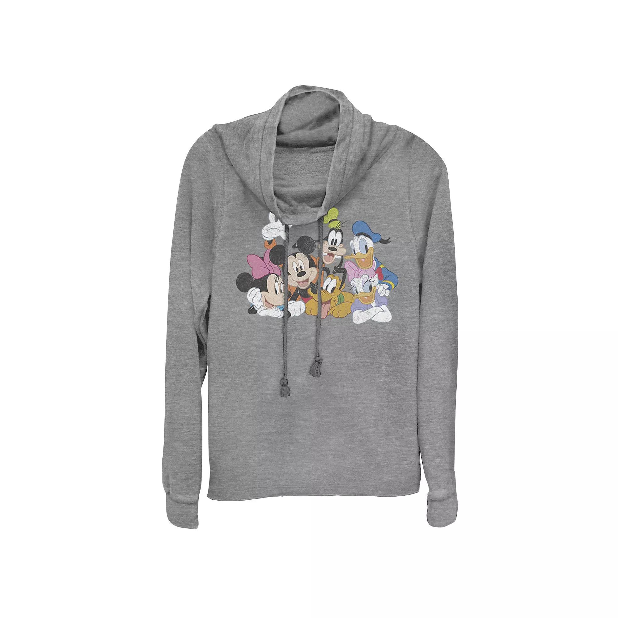 Disney's Mickey Mouse Juniors' Classic Group Cowlneck Graphic Lightweight Long Sleeve, Girl's, Size: 3XL, Gray Grey Product Image