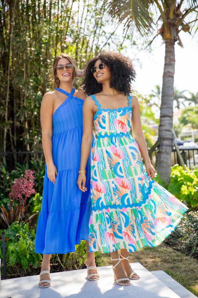 Tropical Tango Multi Rick Rack Trim Printed Midi Dress FINAL SALE Product Image