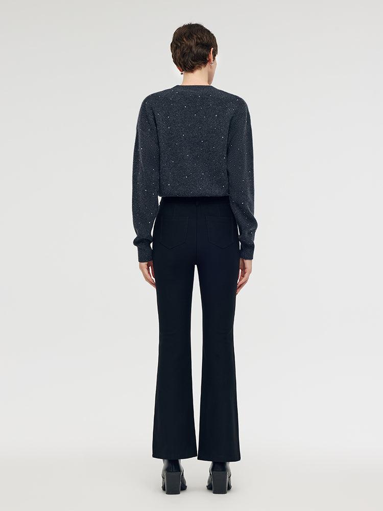 Fleece Lined Micro-Flared Ankle Length Women Pants Product Image