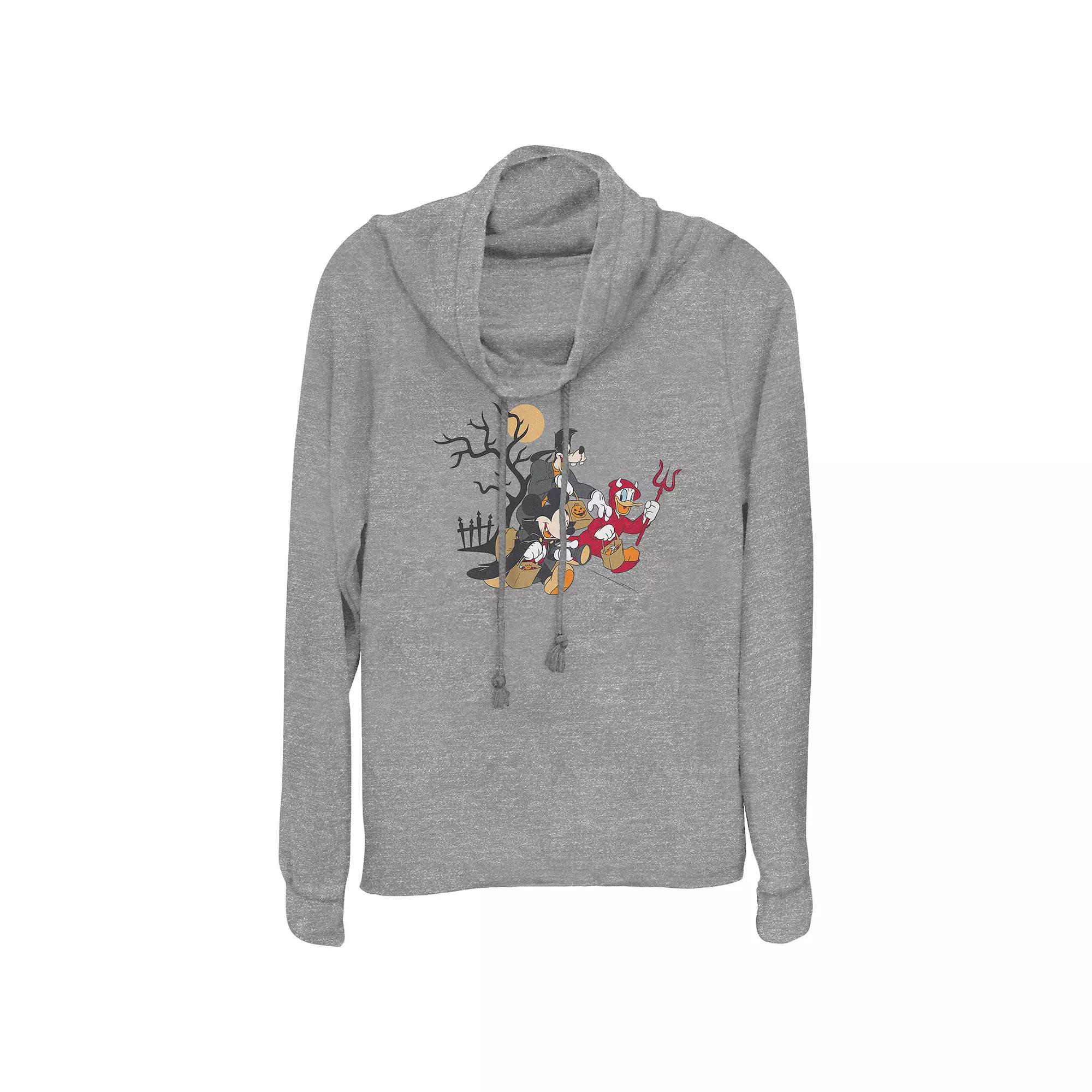 Disney's Mickey Mouse And Friends Trick Or Treaters Women's Cowlneck Graphic Lightweight Long Sleeve,  Product Image