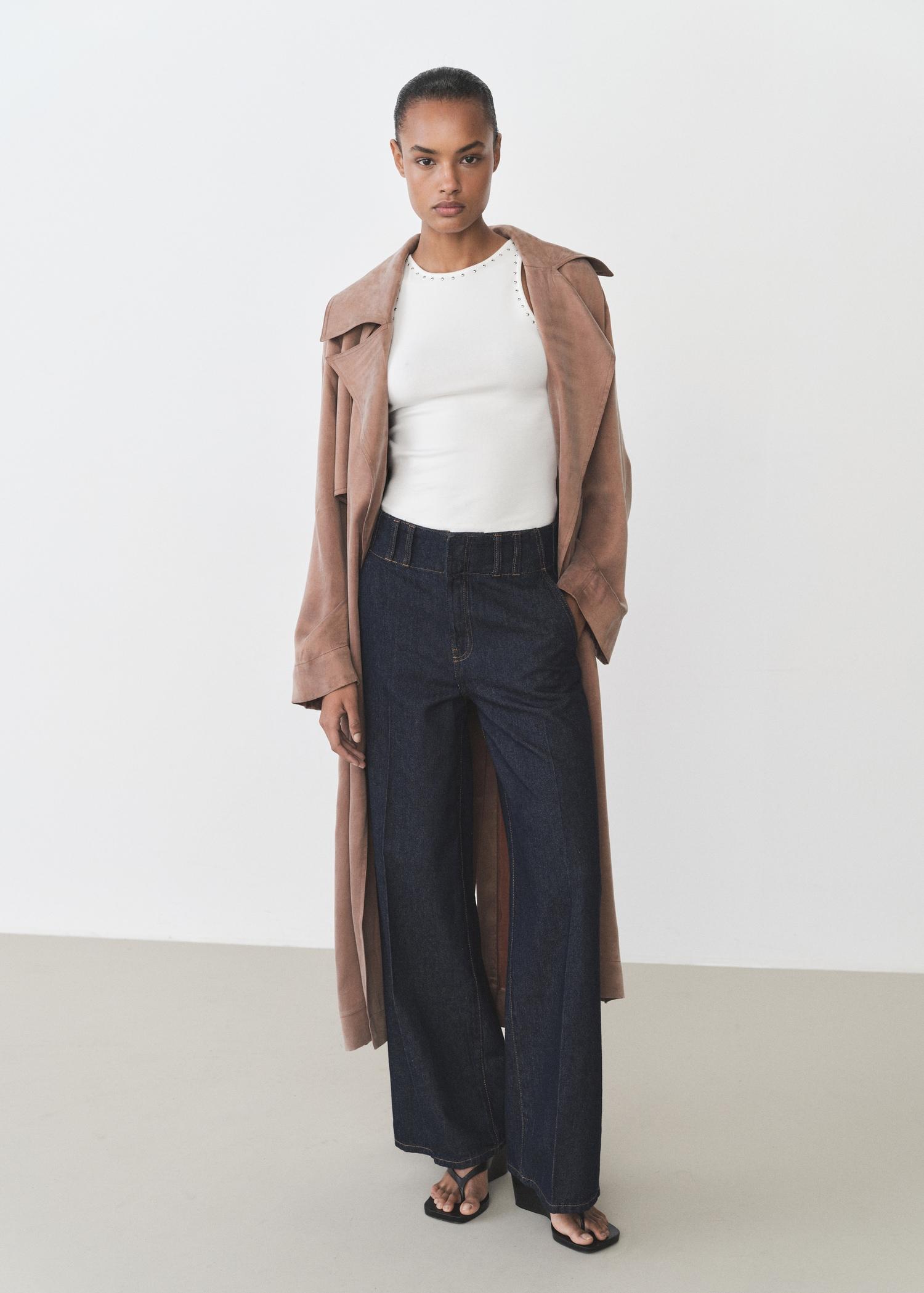 Cotton top with stud detail - Women | MANGO USA Product Image